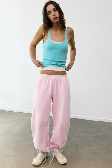 Barrel-leg joggers — Pastel pink 1