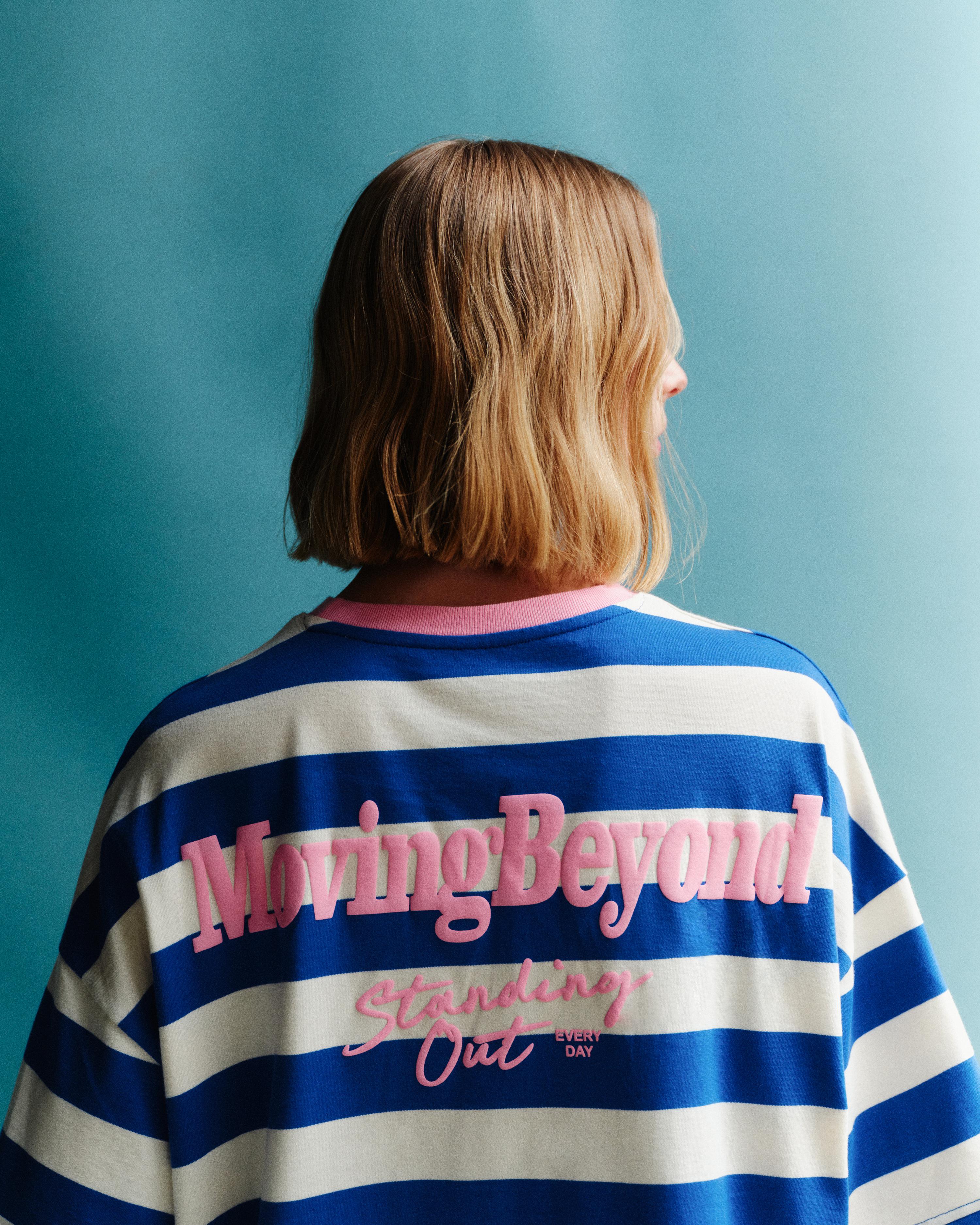 Blue striped T-shirt — Deep blue