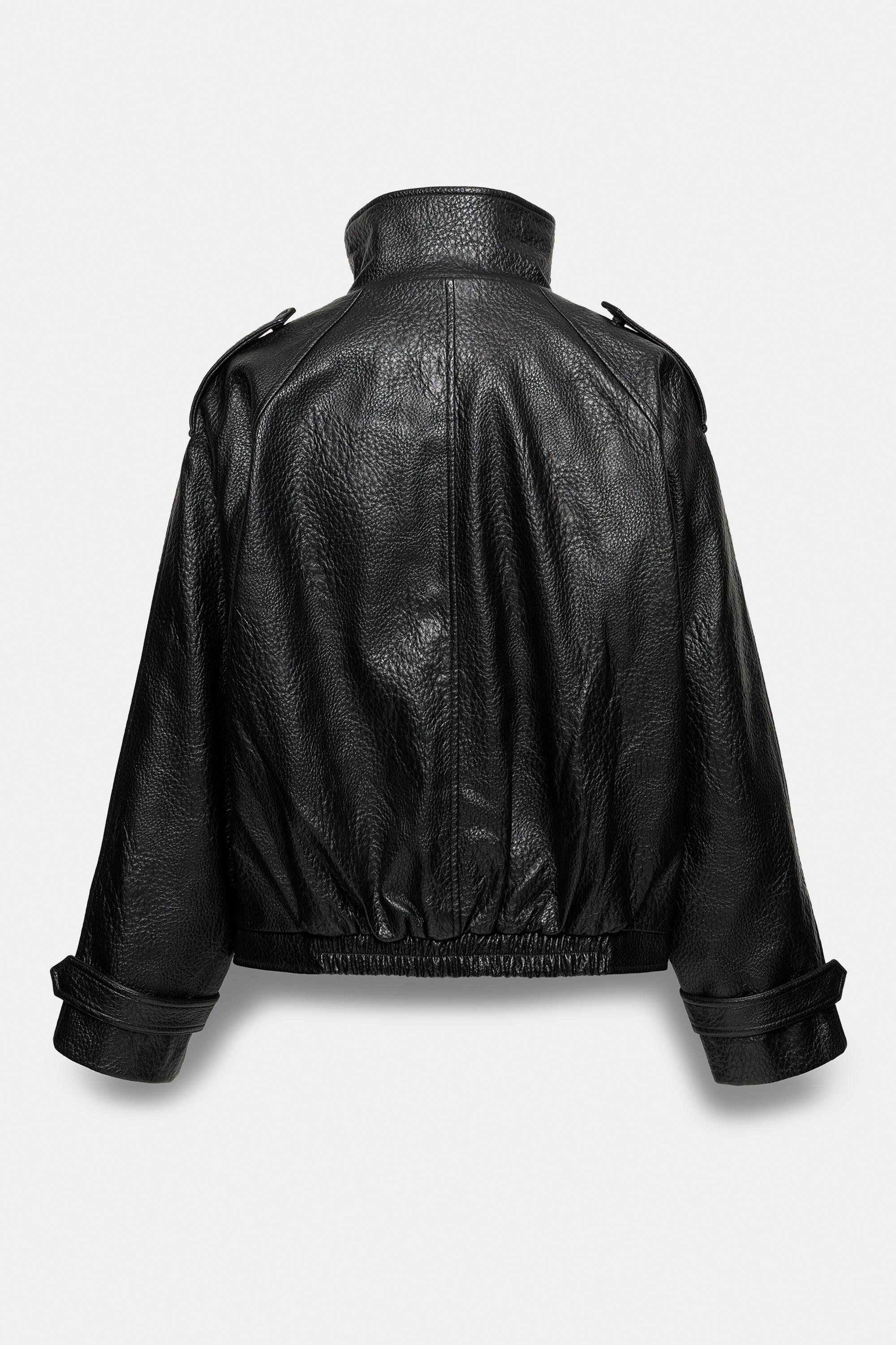 Textured leather effect jacket — Black
