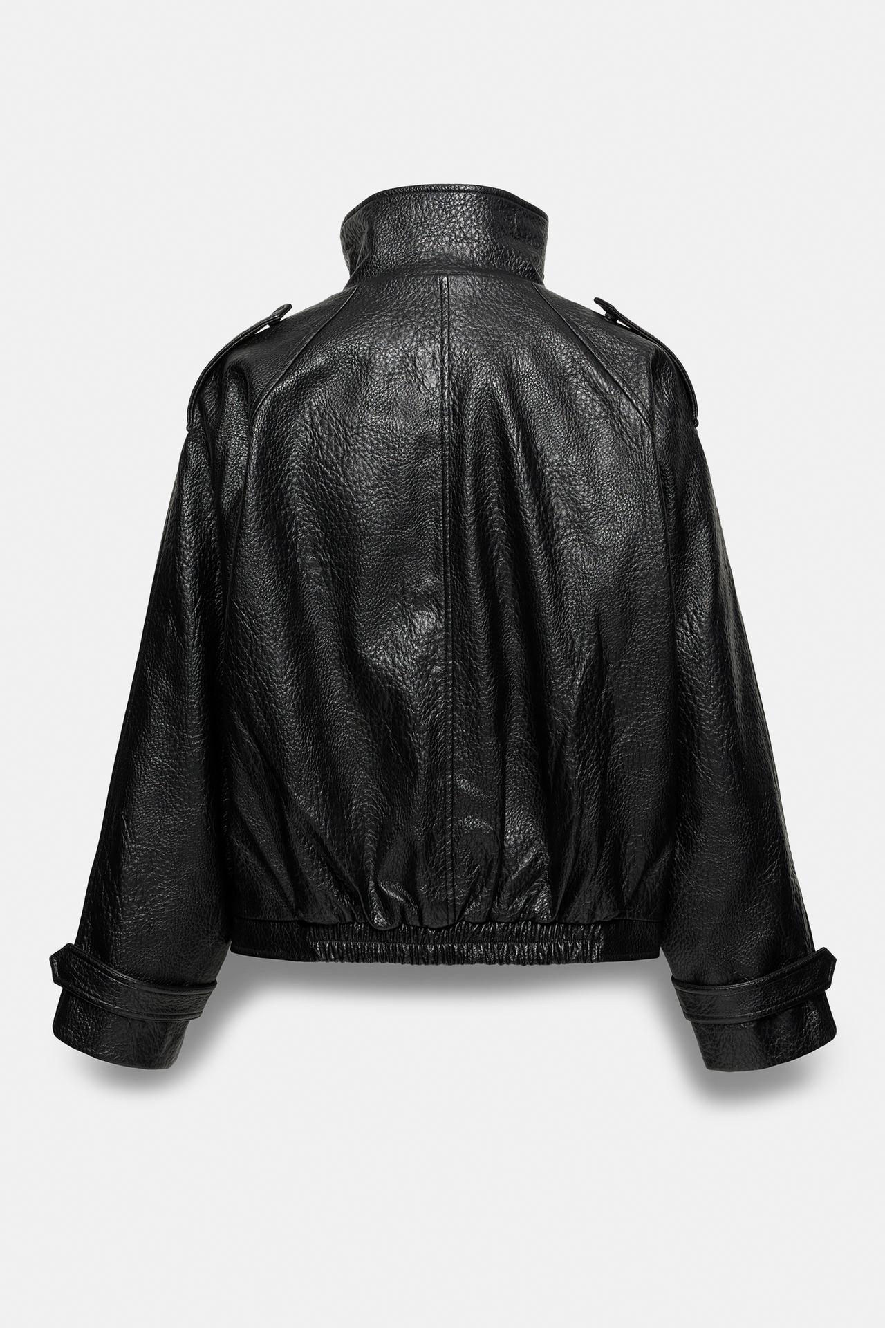 Textured leather effect jacket — Black