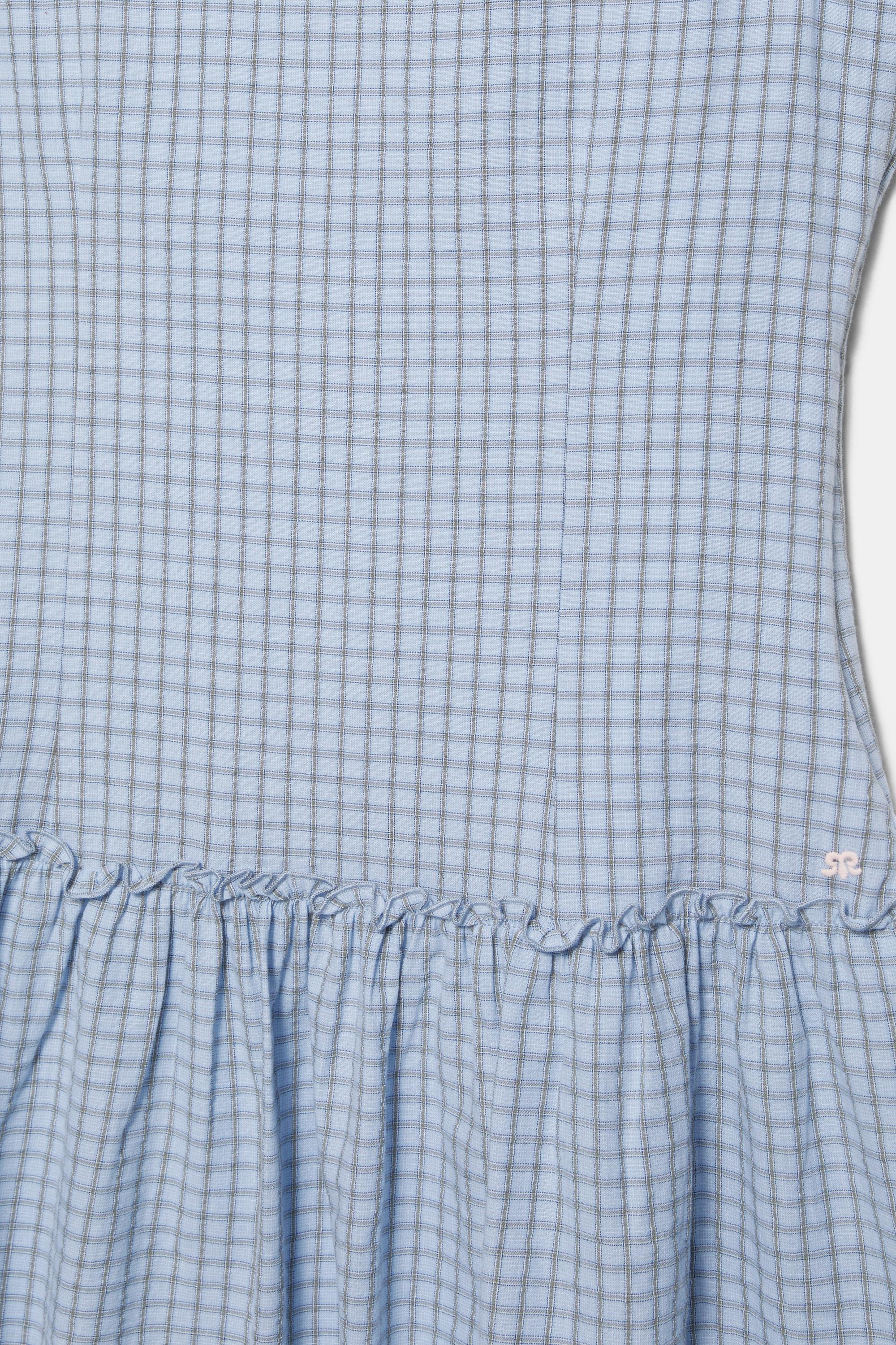 Short check dress with voluminous hem — Sky blue