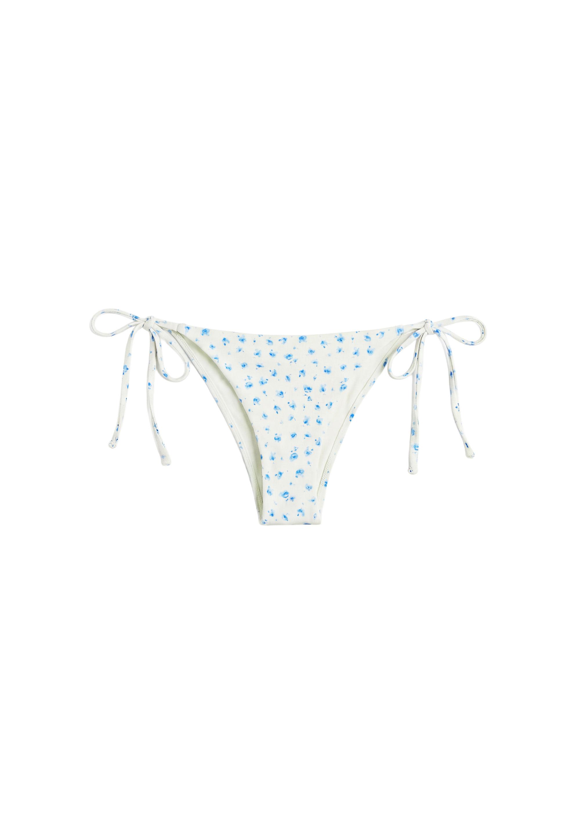 Floral bikini bottoms with ties — Pastel yellow