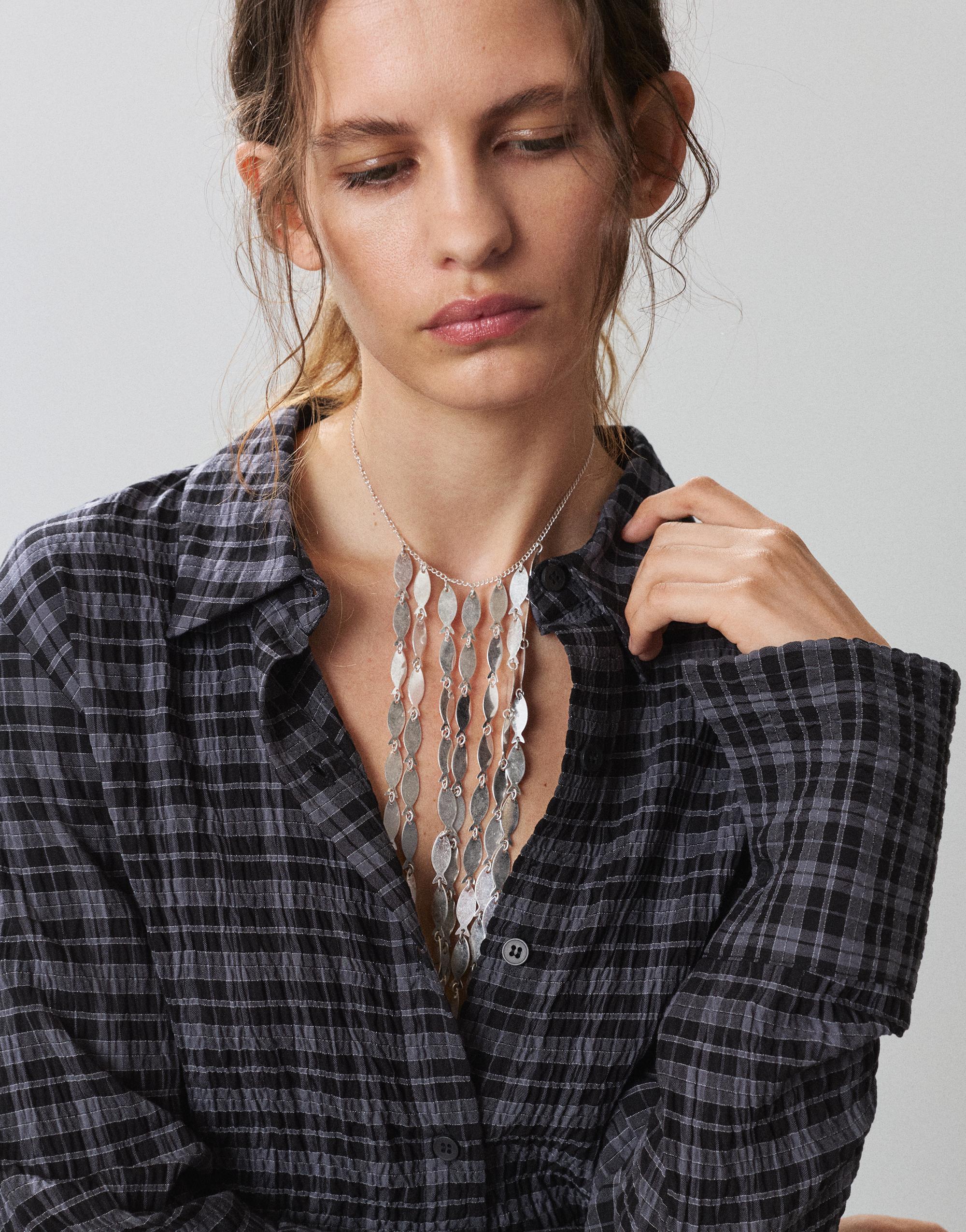 Darted check shirt — Anthracite grey