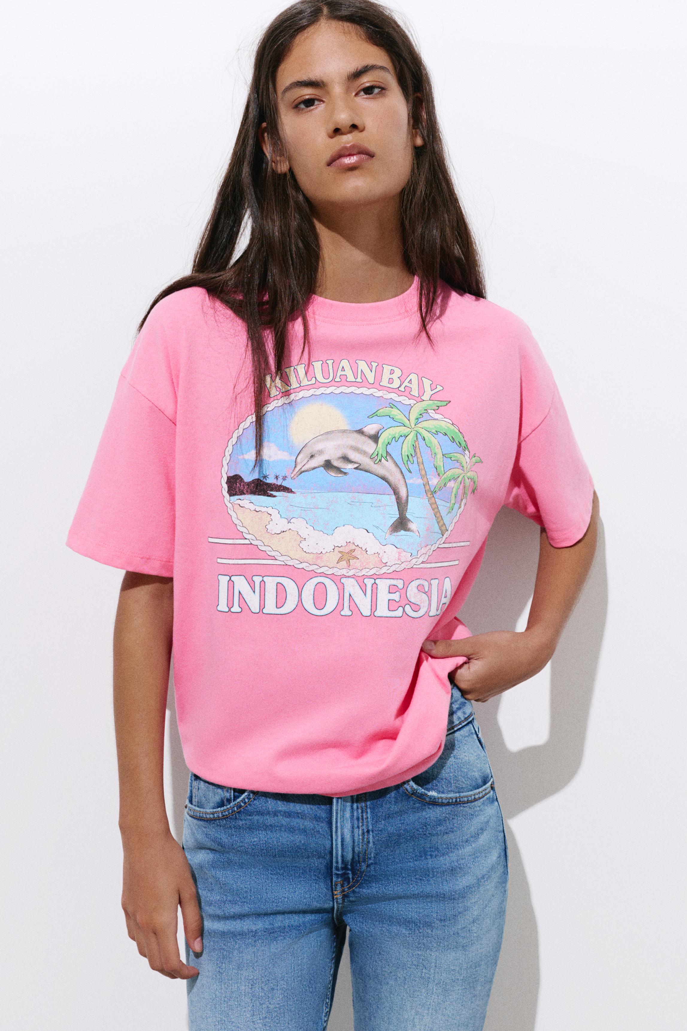 Indonesia dolphin graphic T-shirt — Pink