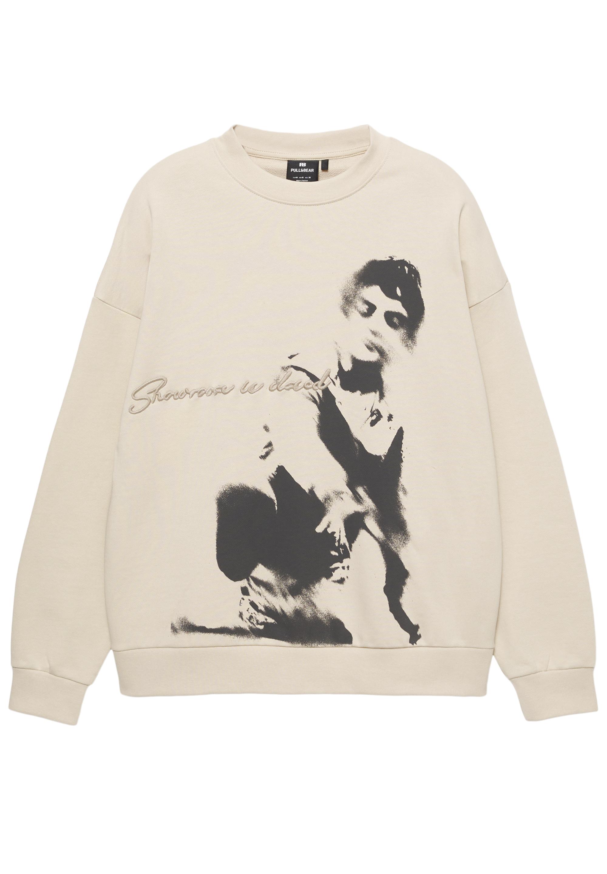 Graphic round neck sweatshirt — Beige