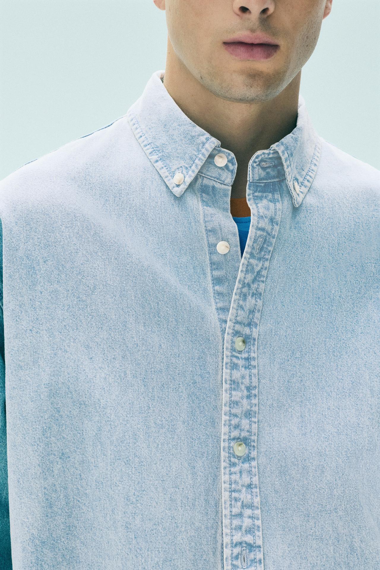 Long sleeve denim shirt — Blue