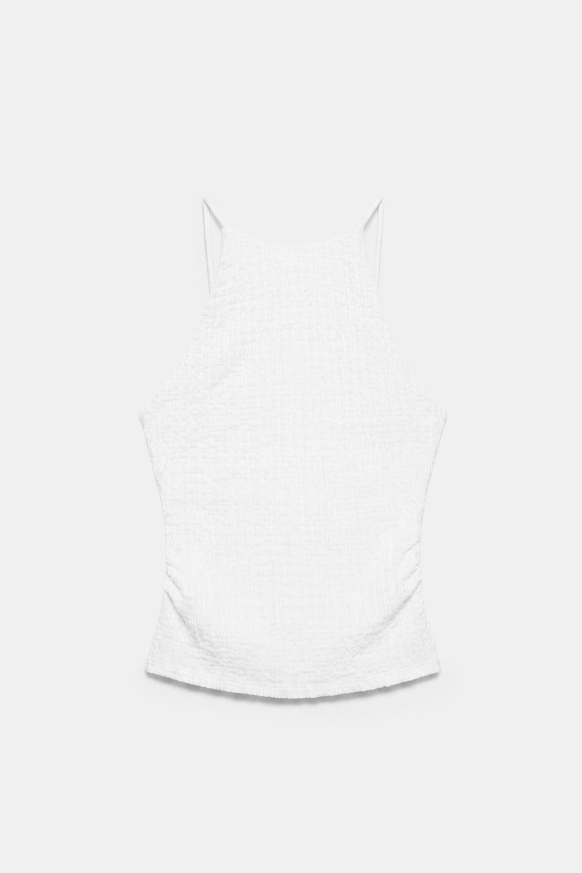 Textured halter top — Ice