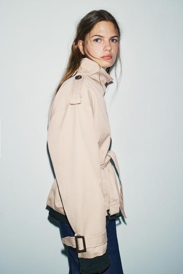 Short belted trench coat — Ecru 5