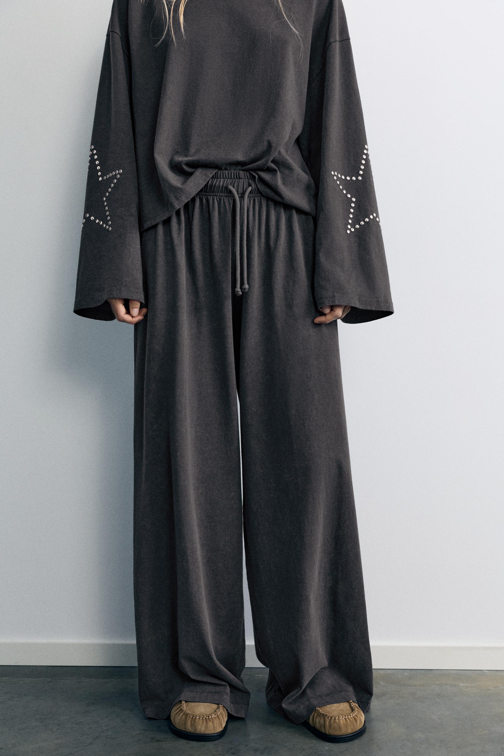 Wide-leg star trousers — Grey
