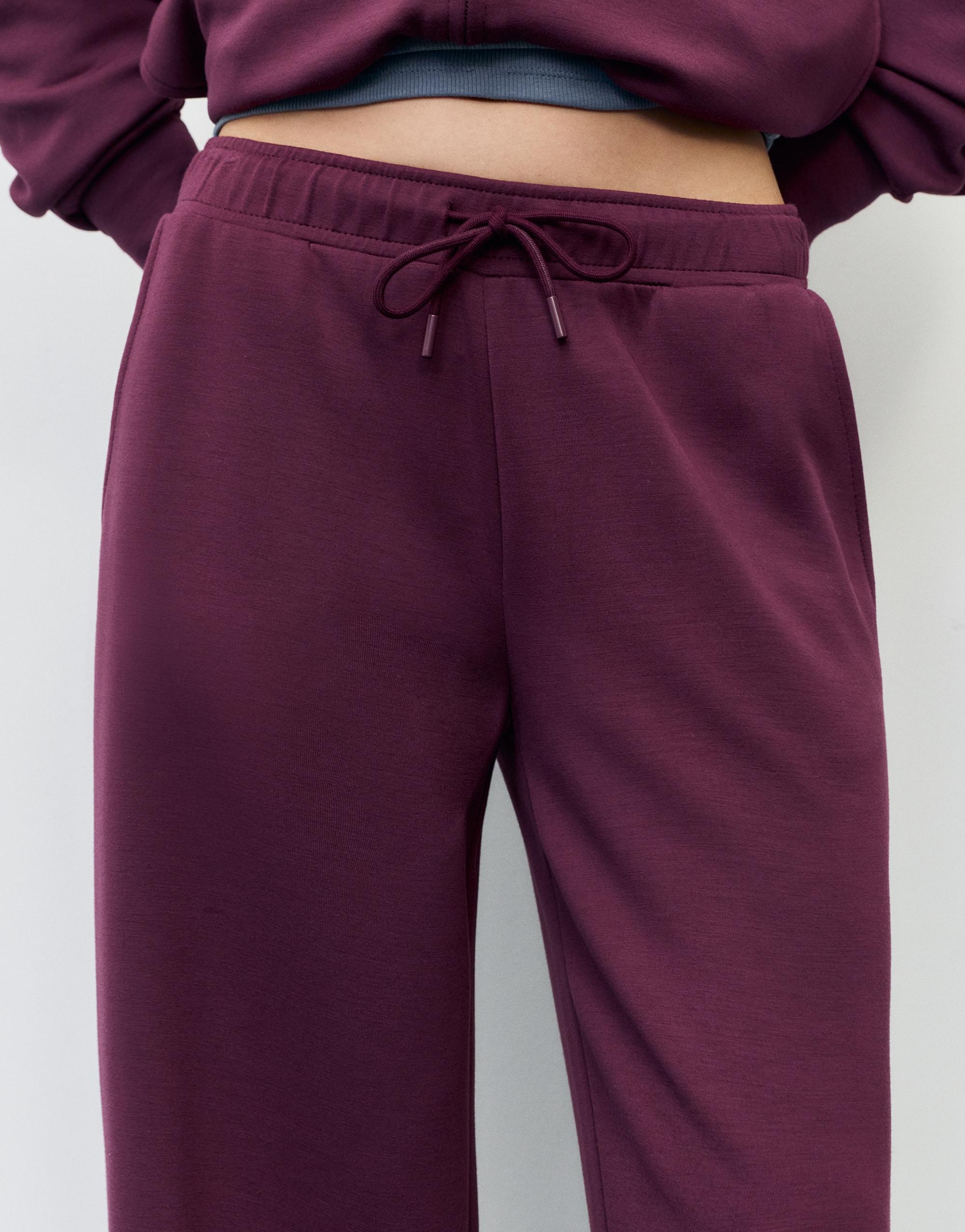 Soft-touch wide-leg trousers — Aubergine