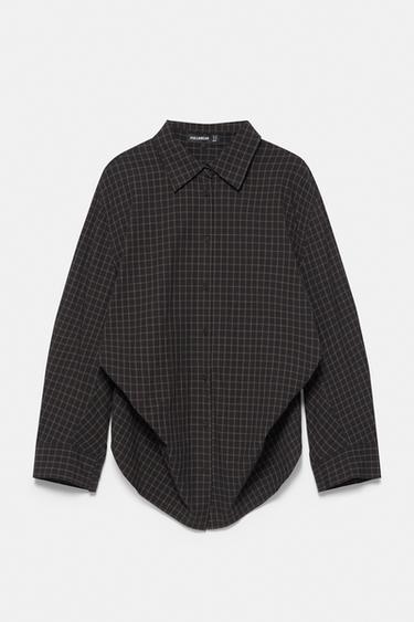 Oversize check shirt — Dark grey 5