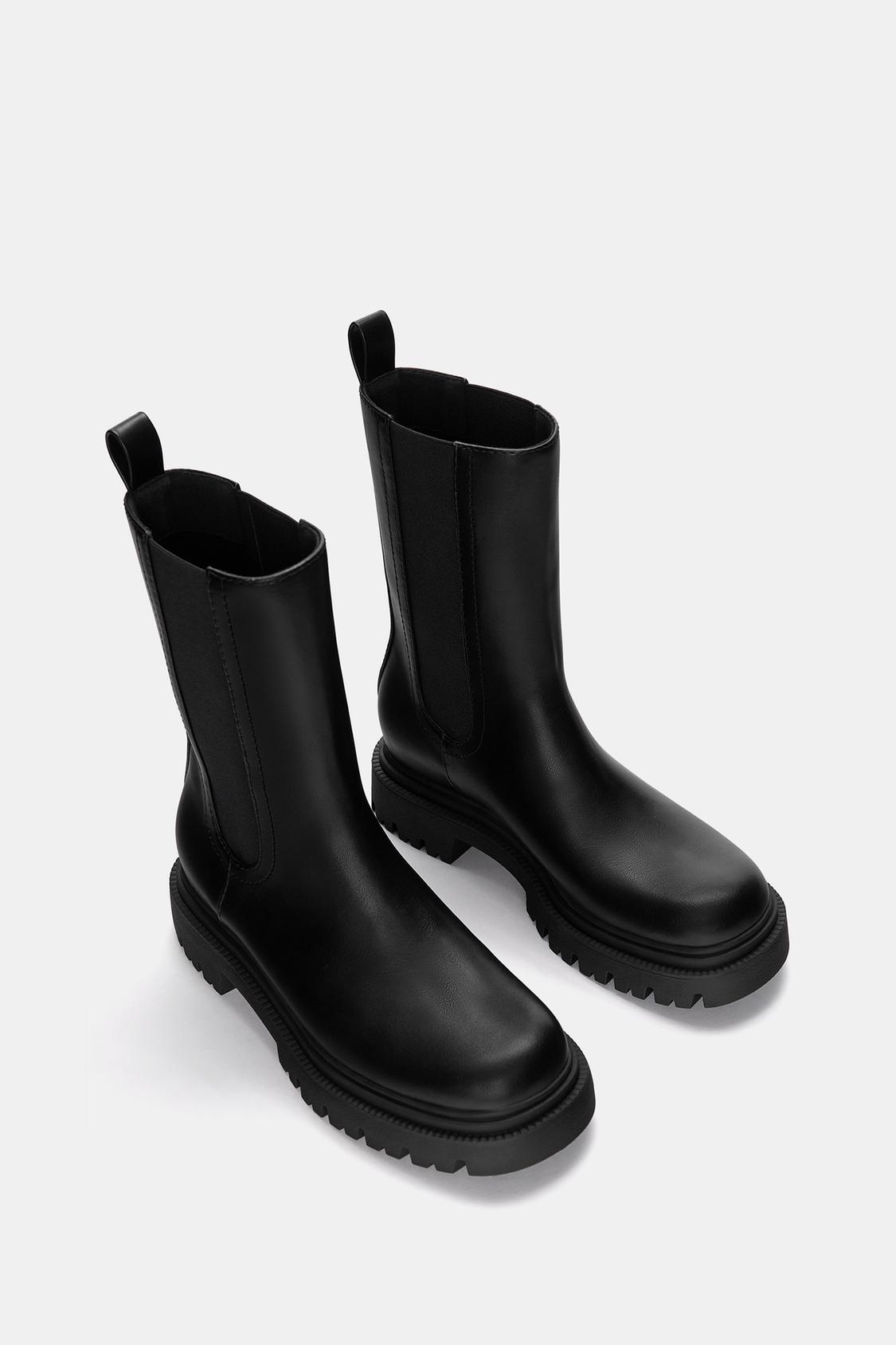 Shein Botas Negras Basicas Botines Chelsea Volumen PULL&BEAR