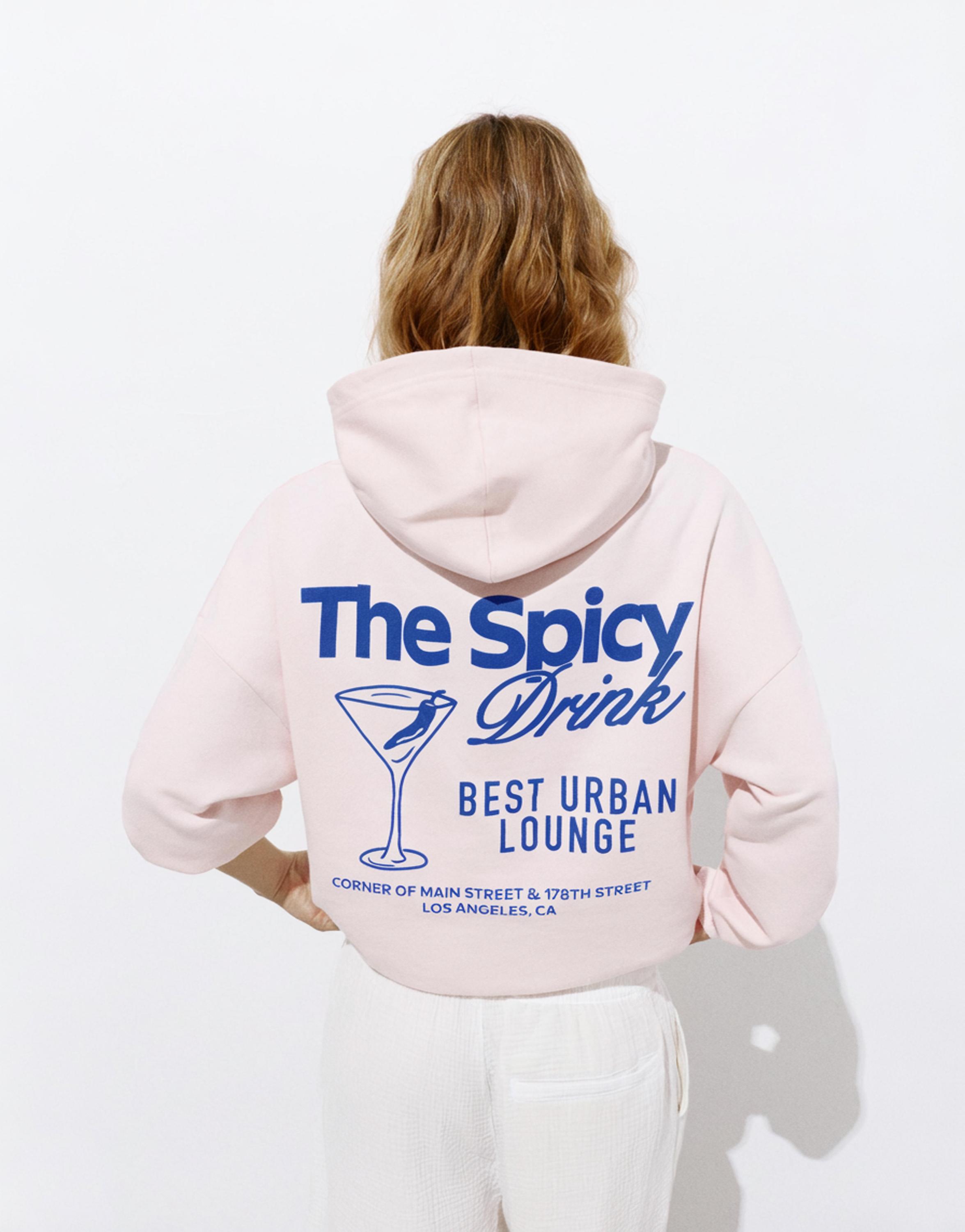 Graphic cup hoodie — Pale pink