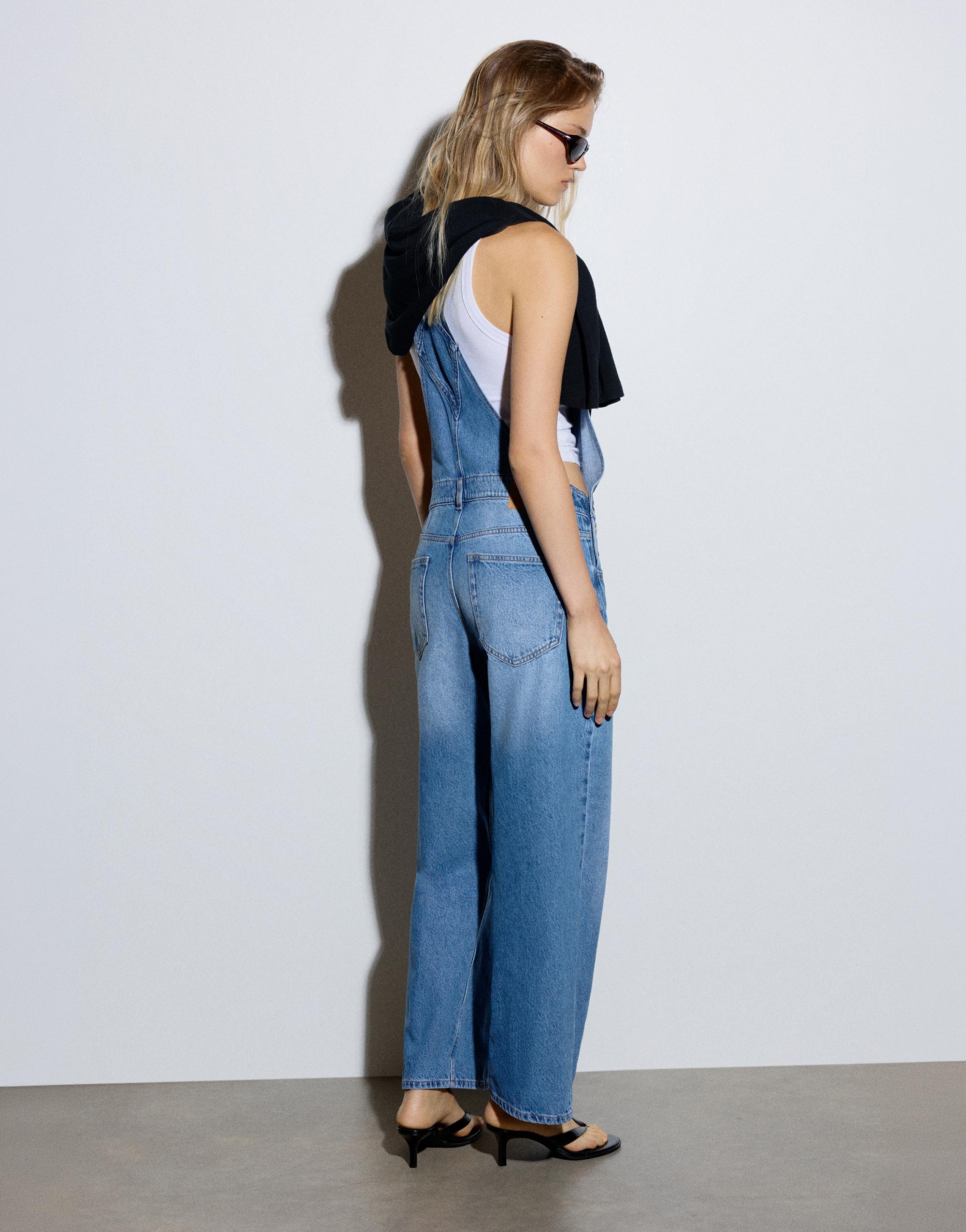 Long denim dungarees — Blue