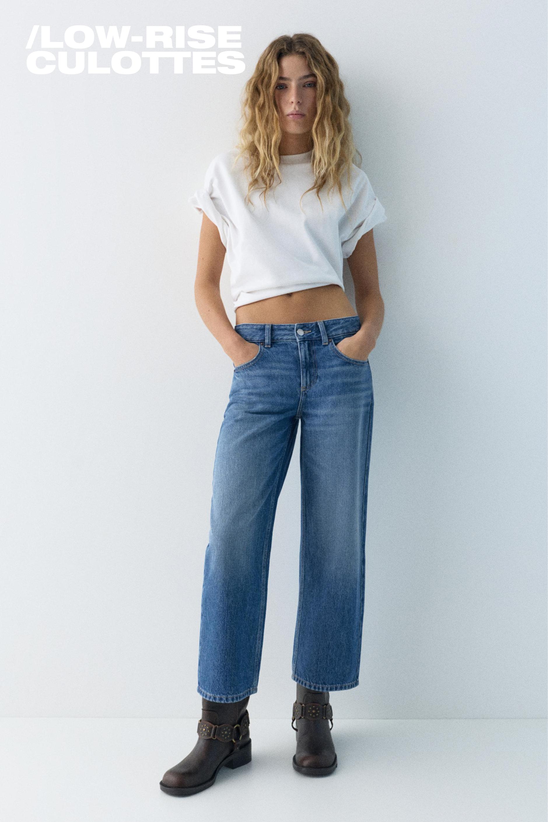Düşük bel culotte pantolon jean - Görsel 18