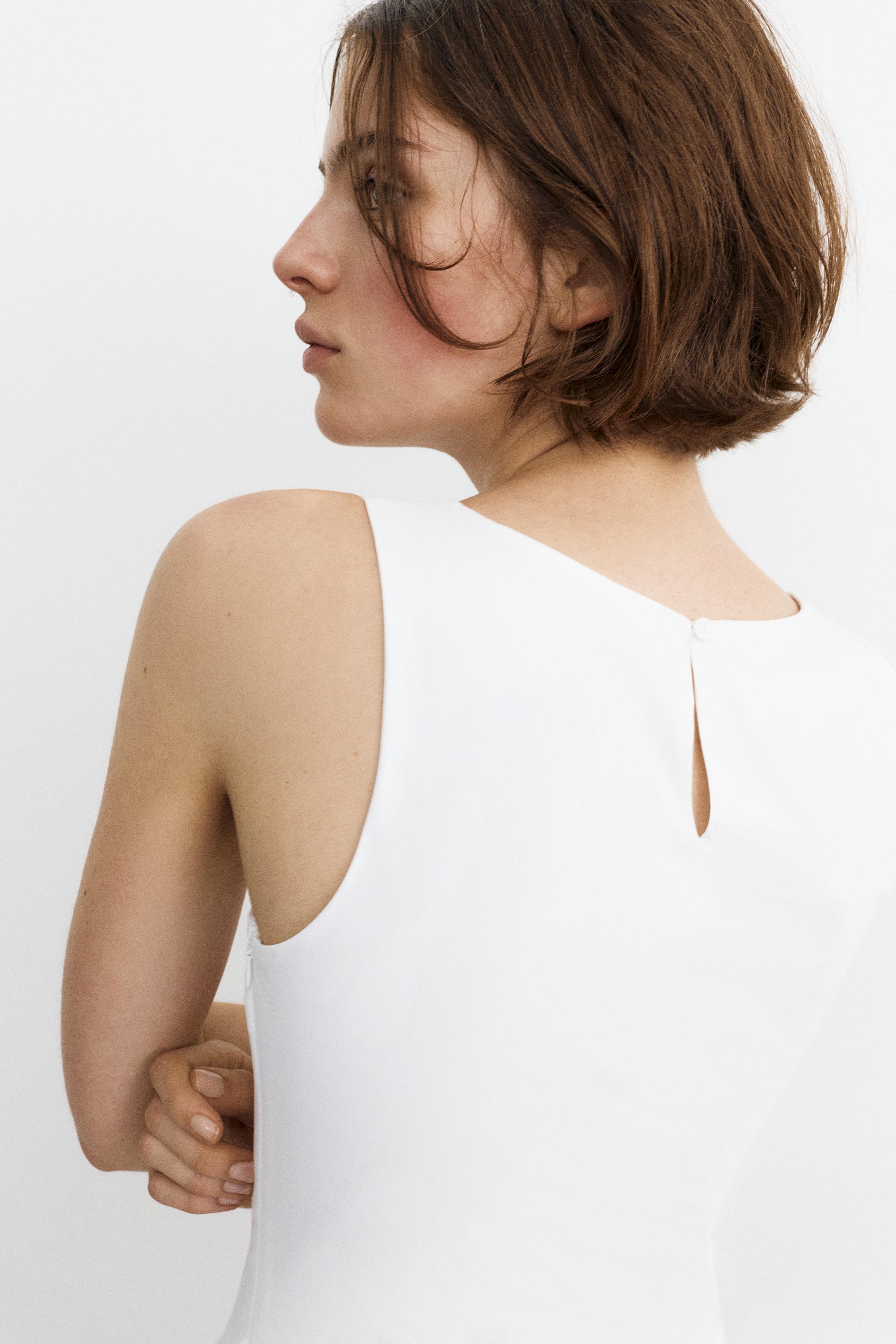 Poplin midi dress — White