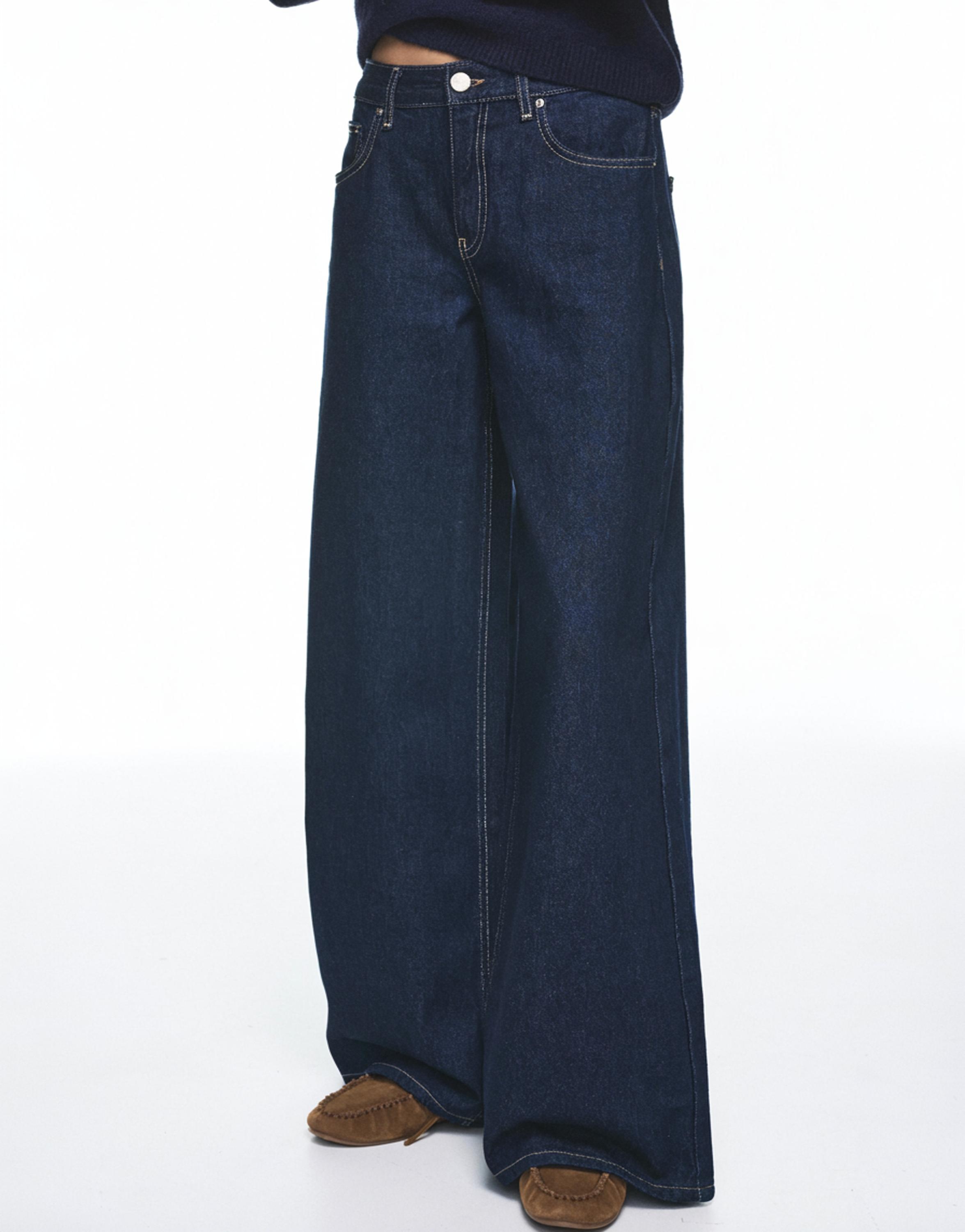 Low-rise wide-leg jeans — Dark blue
