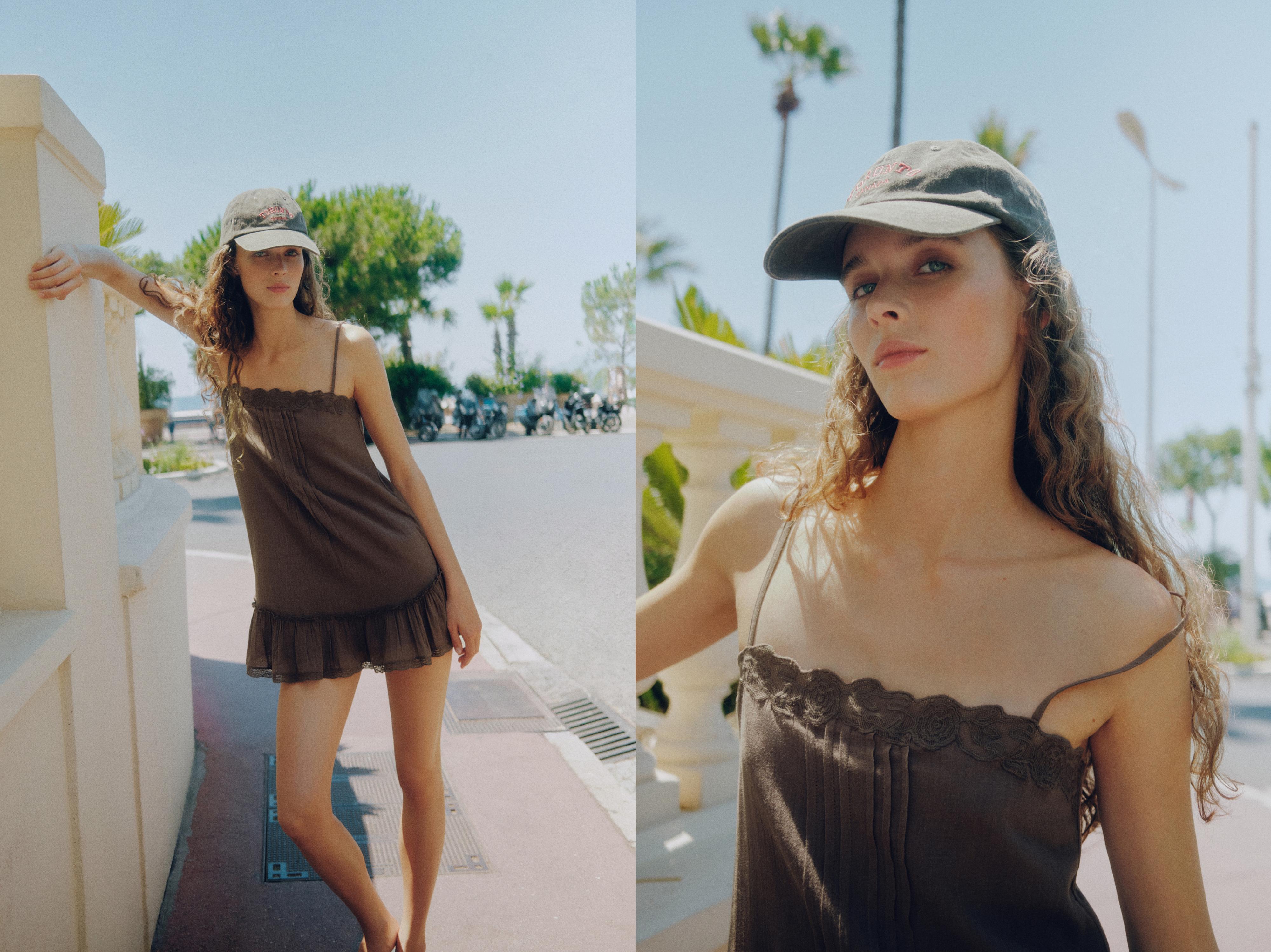 Brown dress with ruffled hem — Brown