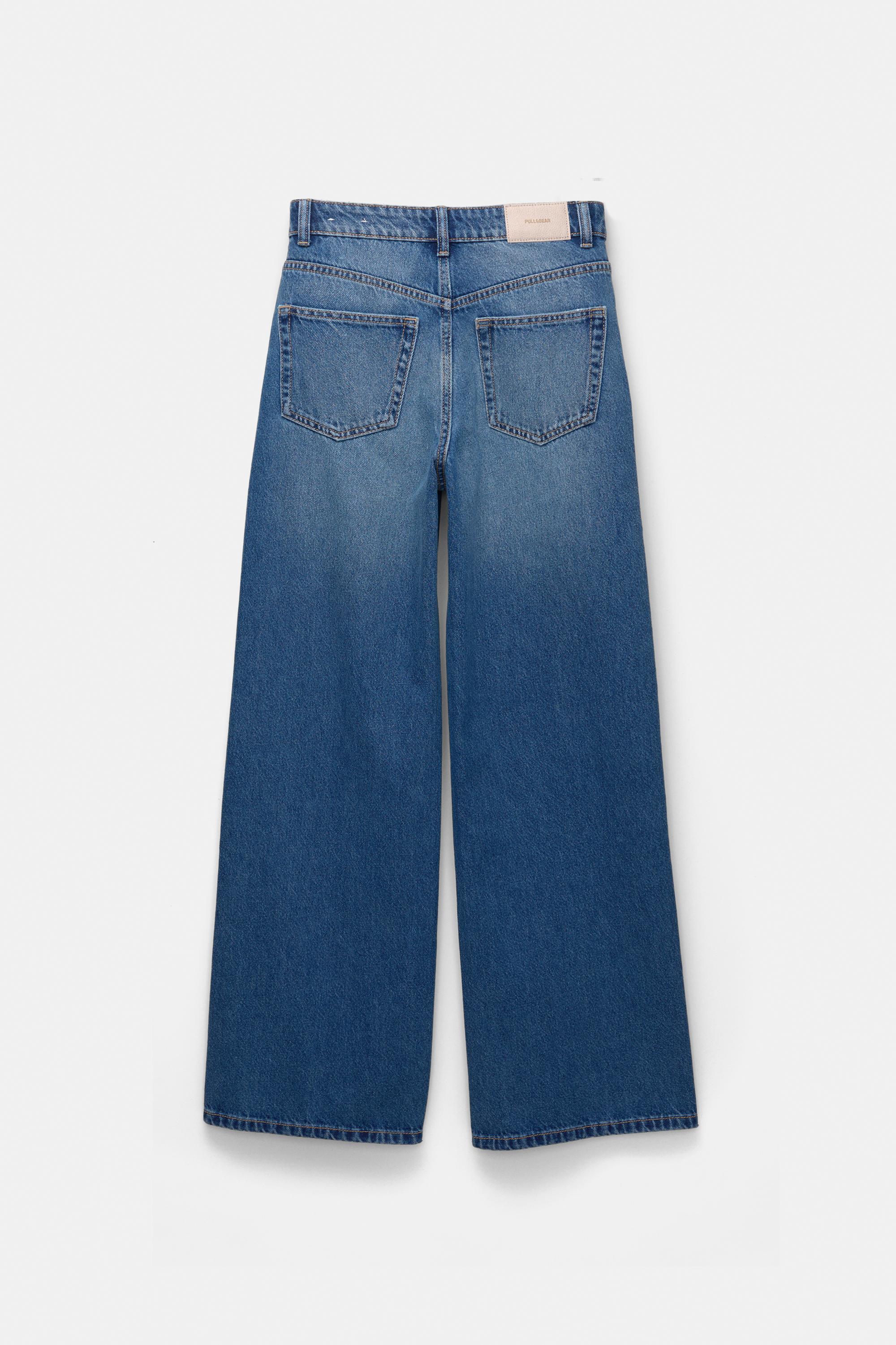 High-waist wide-leg jeans — Medium blue