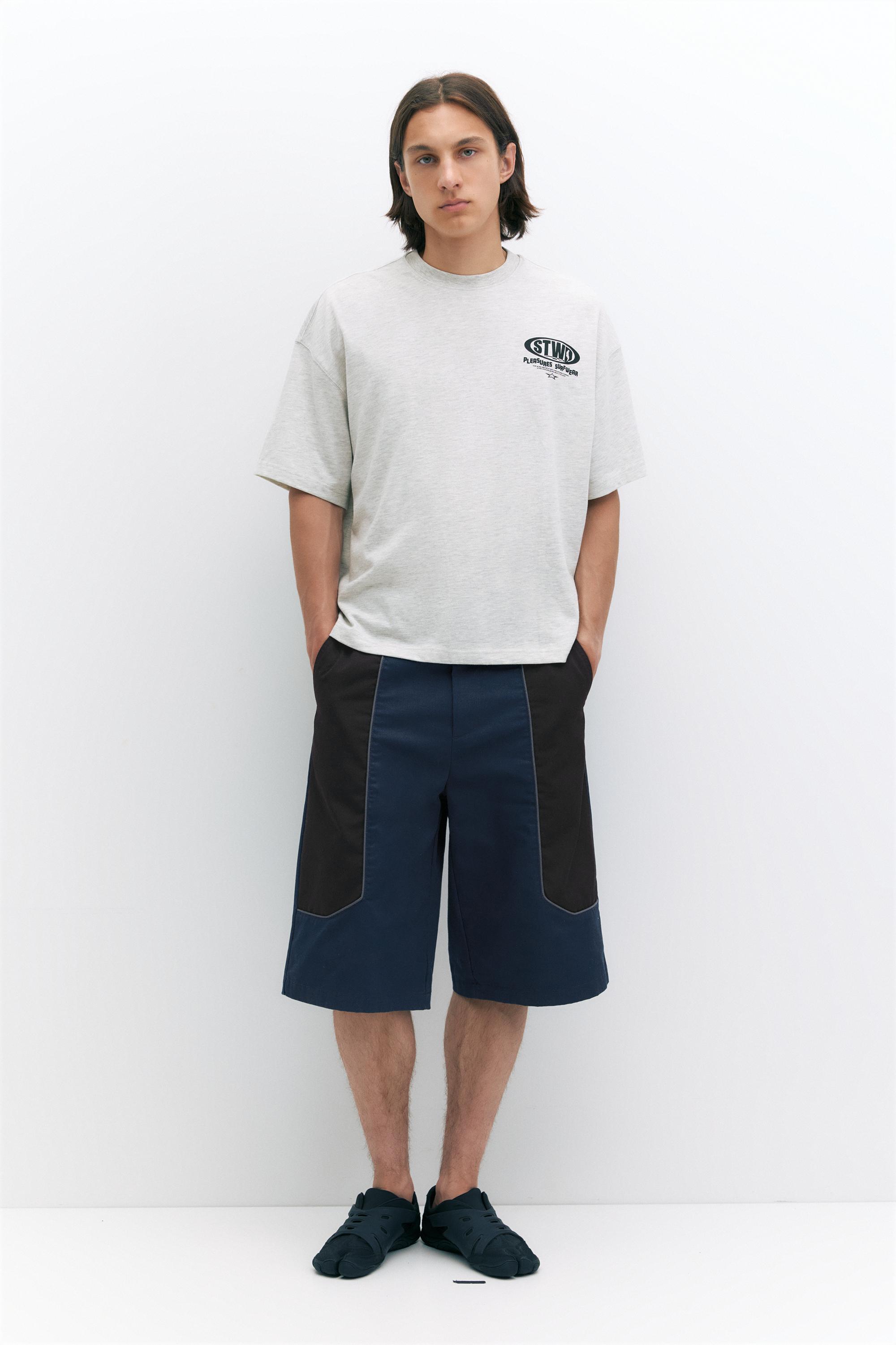 Pleasures x STWD boxy T-shirt — Grey/Taupe brown