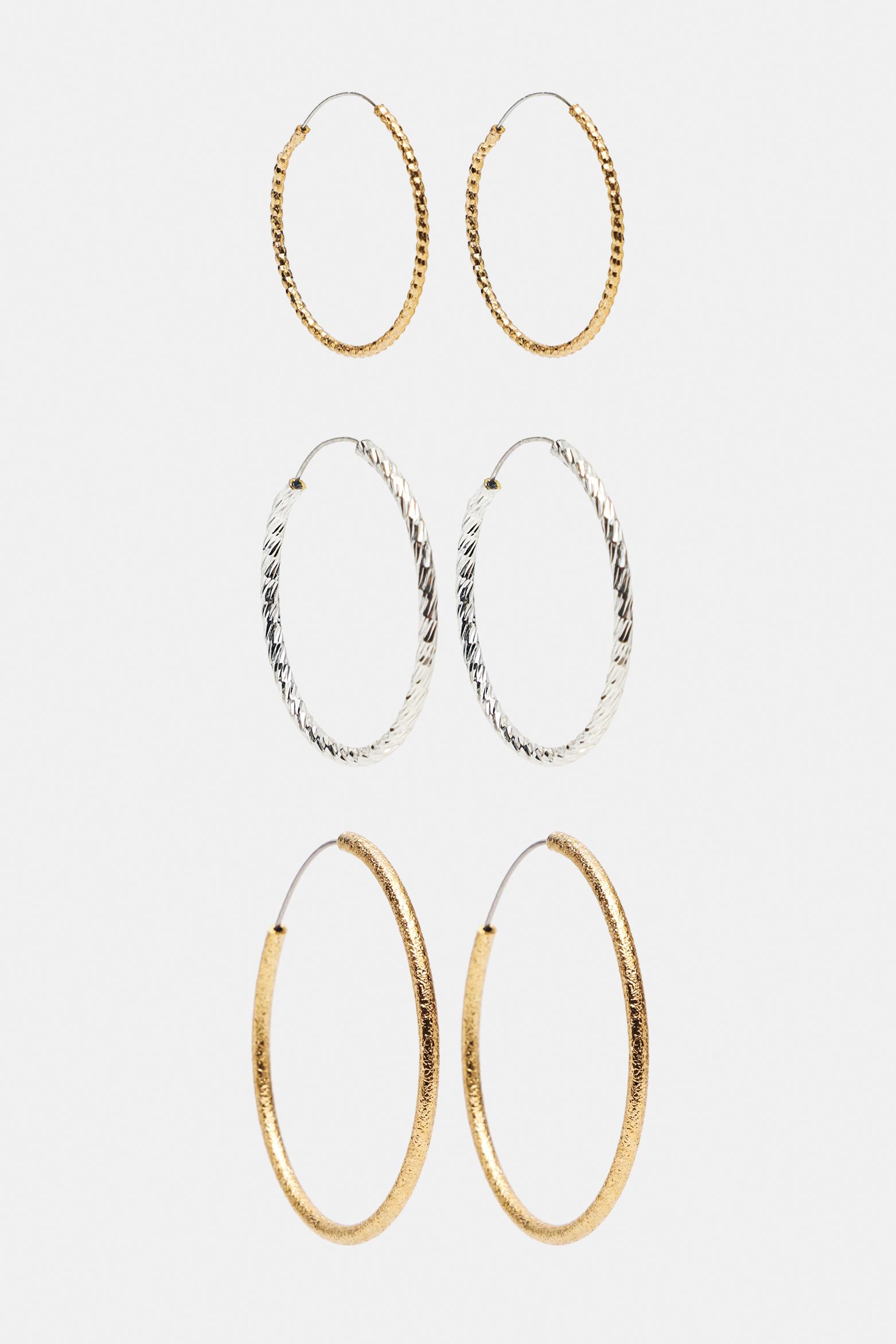 Pack 3 pendientes aros textura