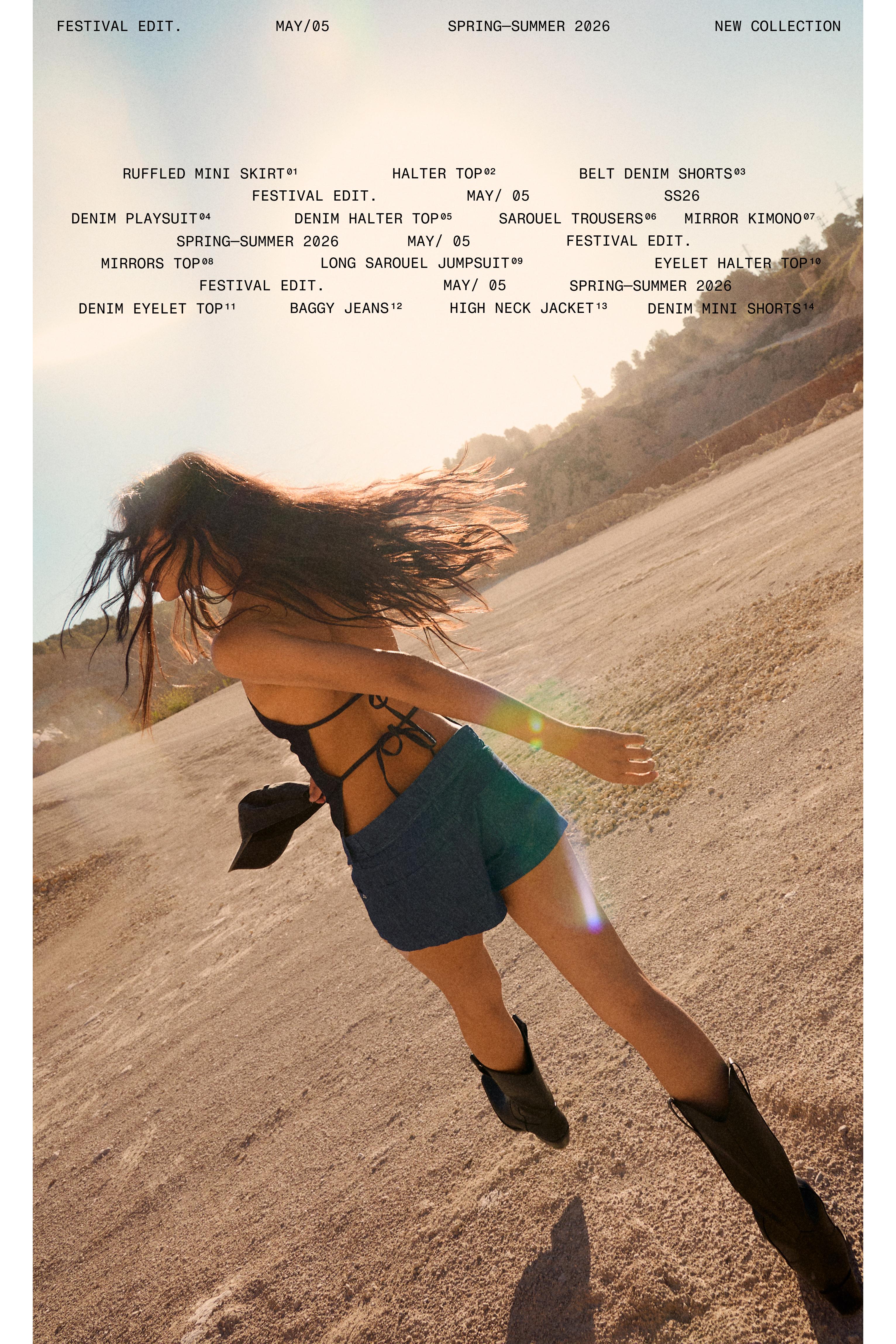 Denim shorts with belt — Navy