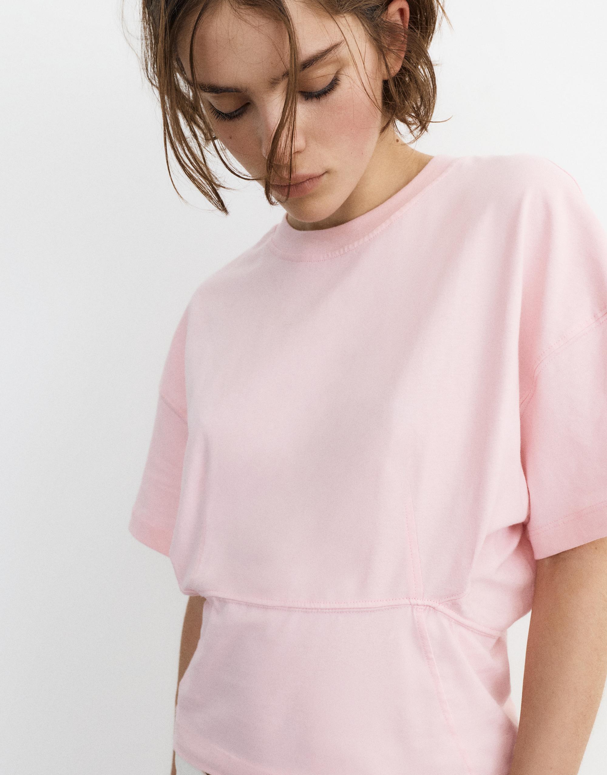 Panelled boxy-fit T-shirt — Pink
