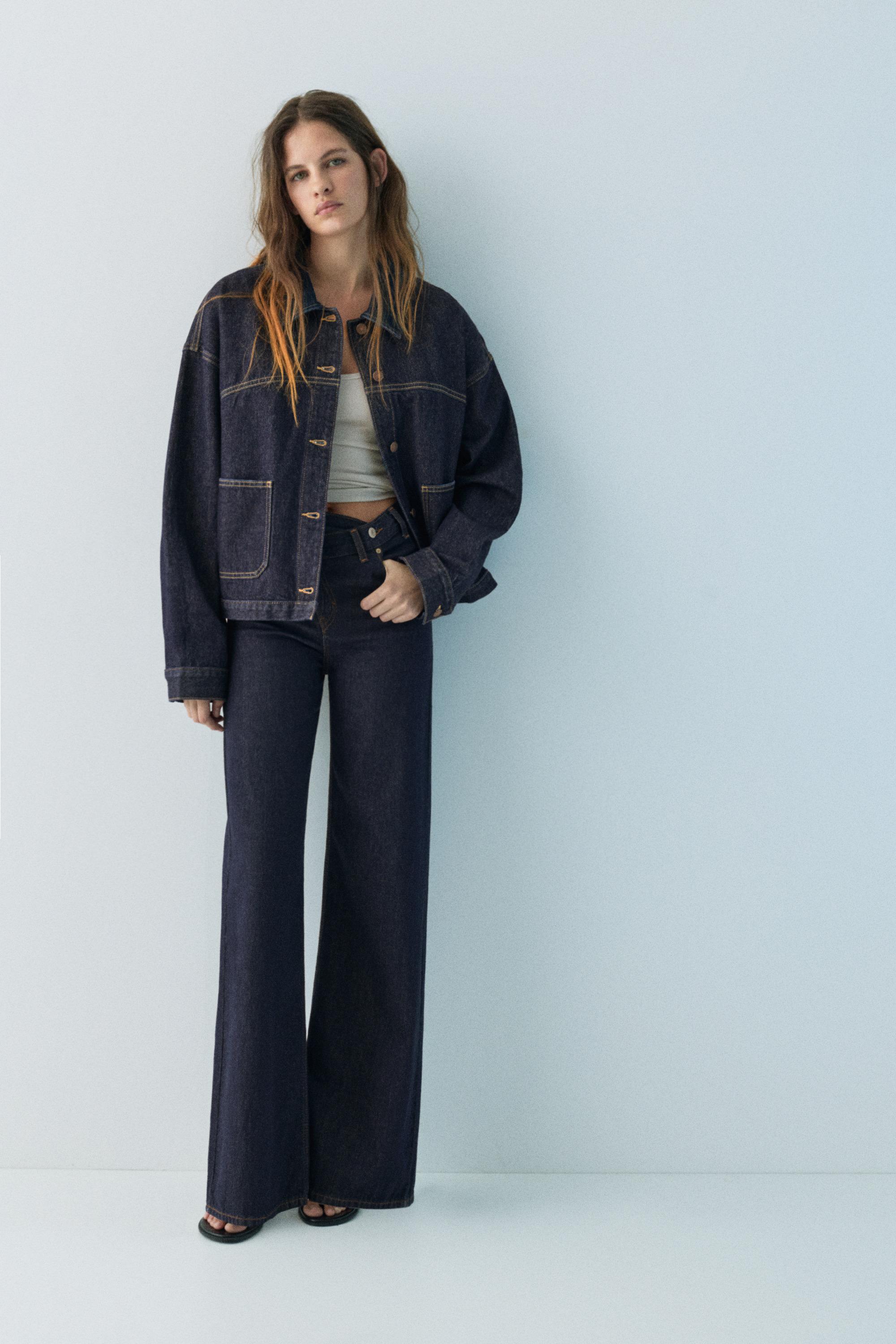 Wide Leg Jeans Mit Überkreuztem Bund