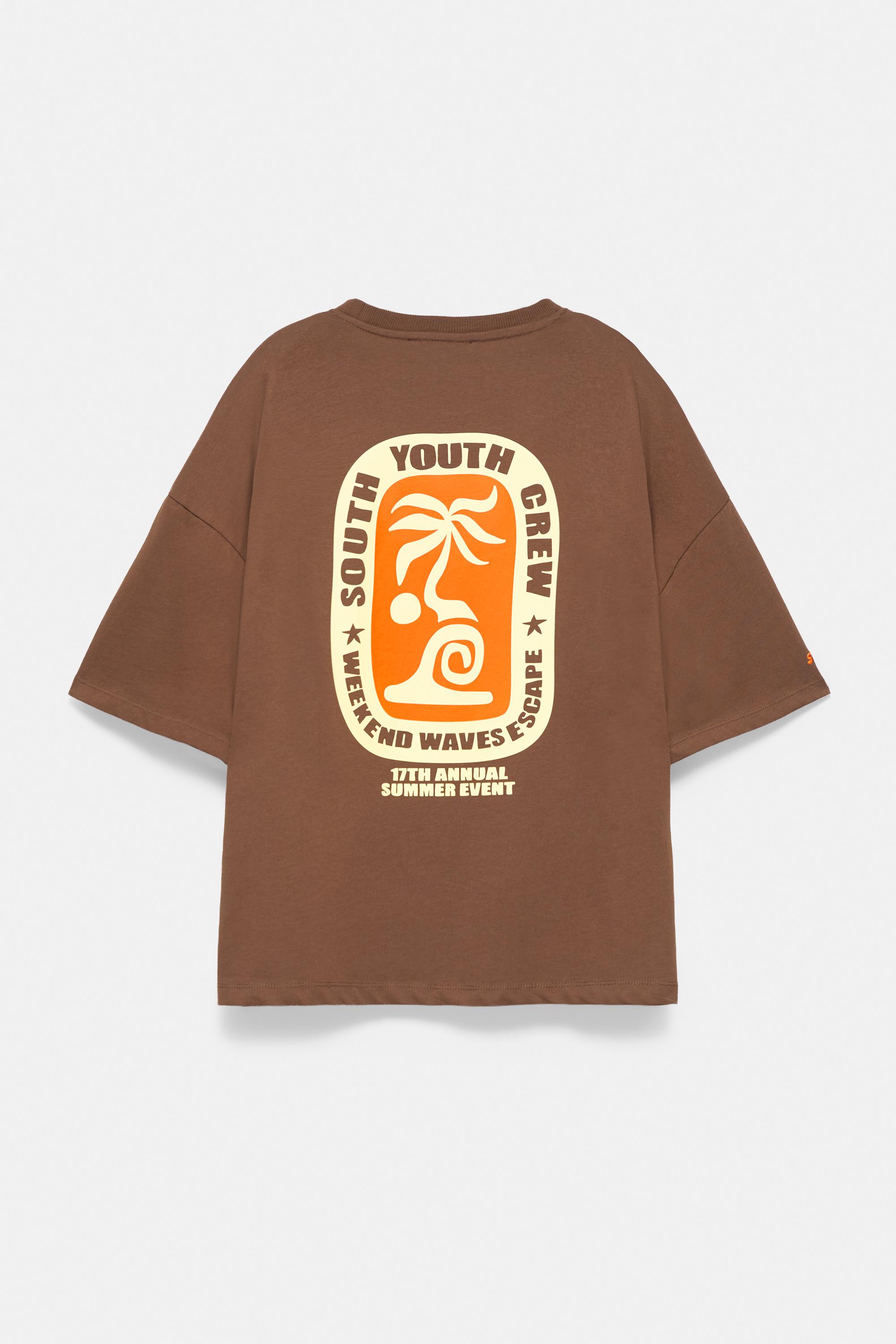 Brown palm tree graphic T-shirt — Brown