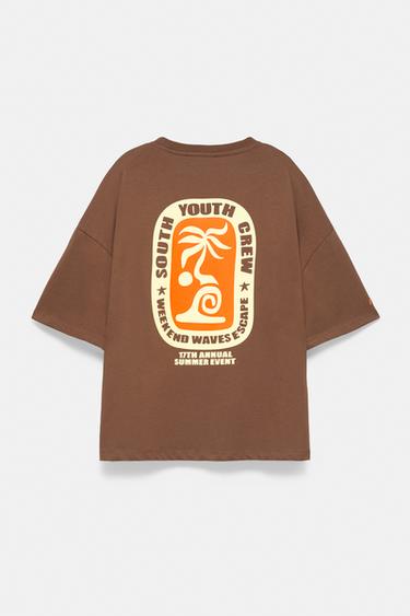 Brown palm tree graphic T-shirt — Brown 5