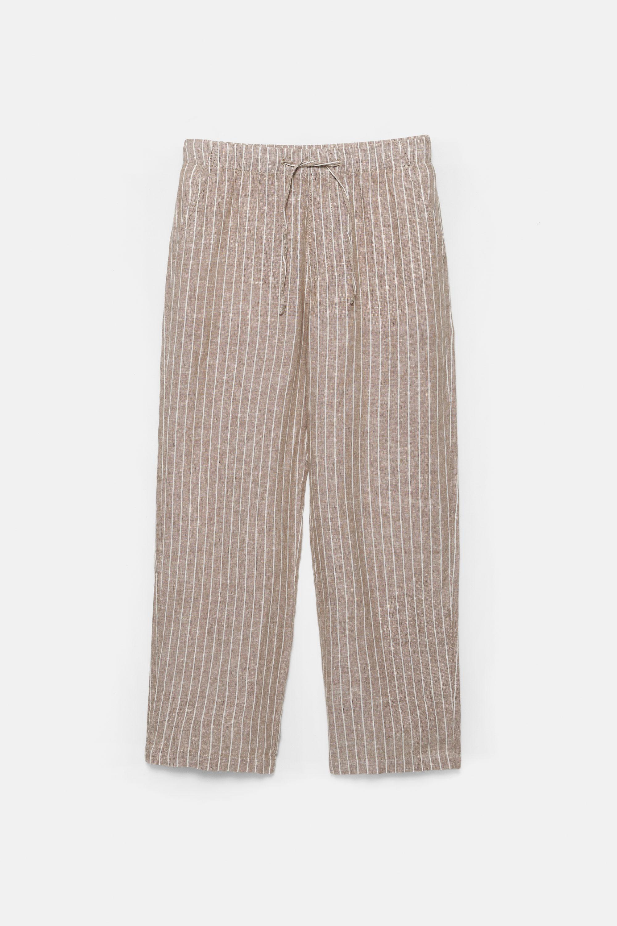 100% linen jogger trousers — Striped