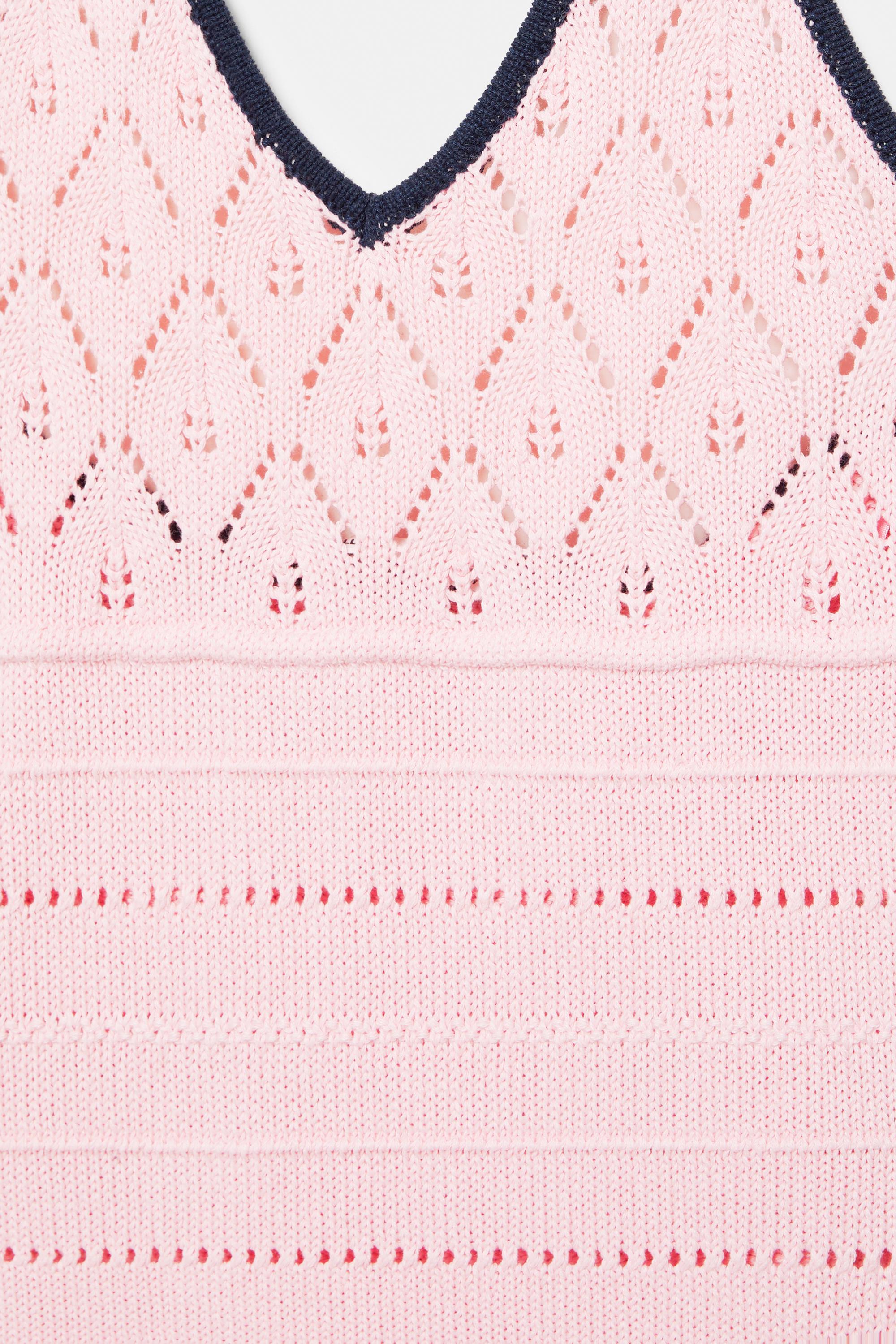 Halter neck crochet knit dress — Pink