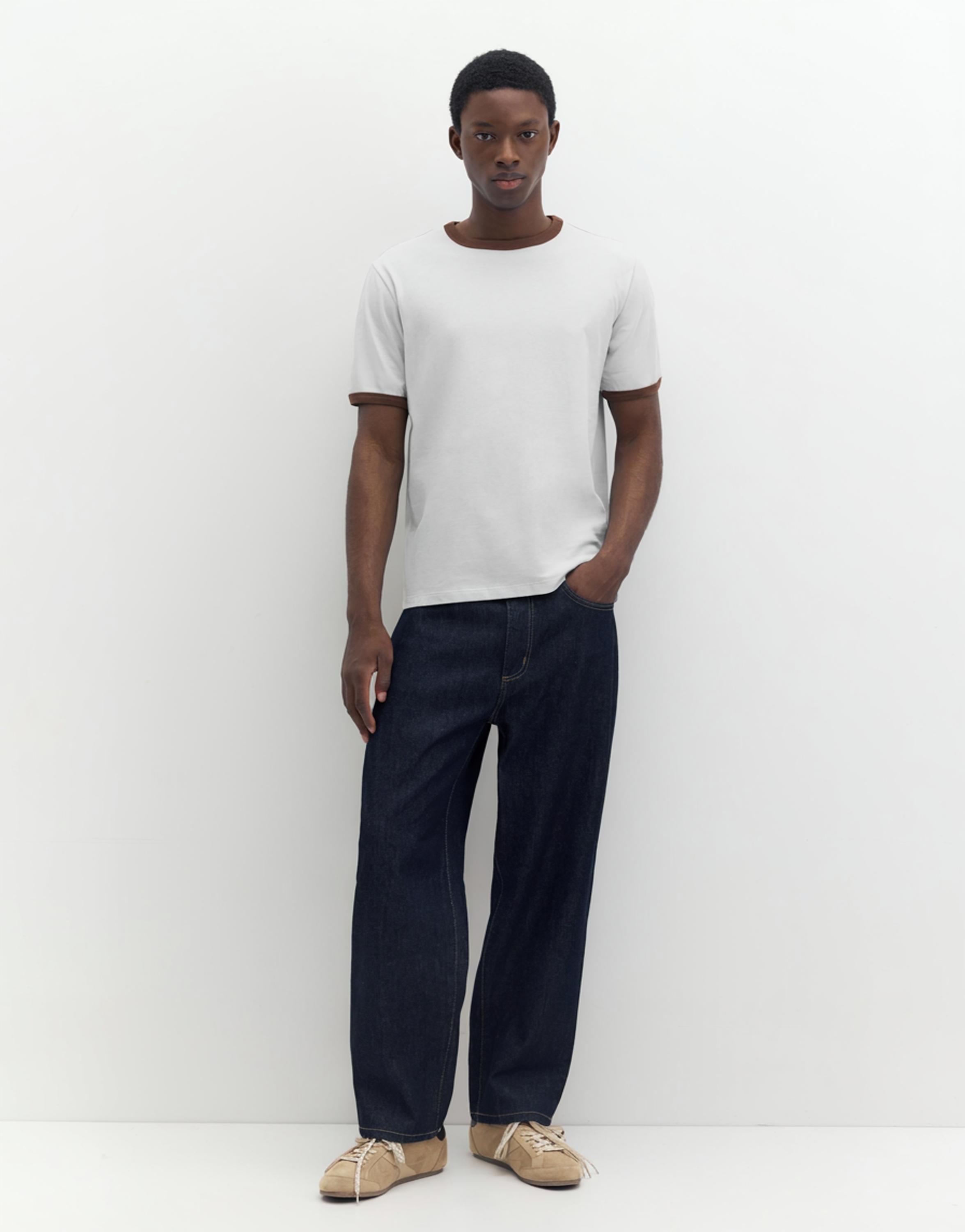 Contrast trim T-shirt — Sky blue