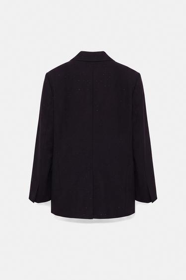Rhinestone double-breasted blazer — Black 6
