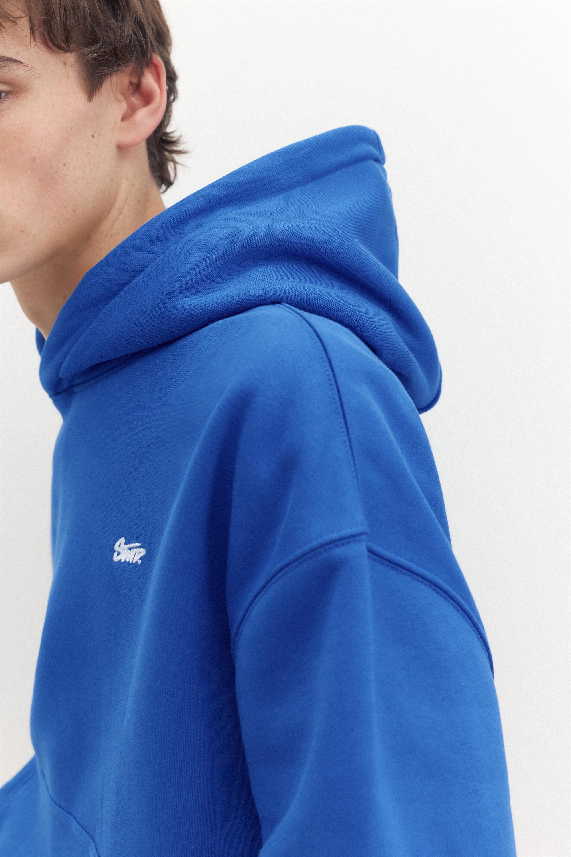 STWD logo boxy hoodie — Deep blue