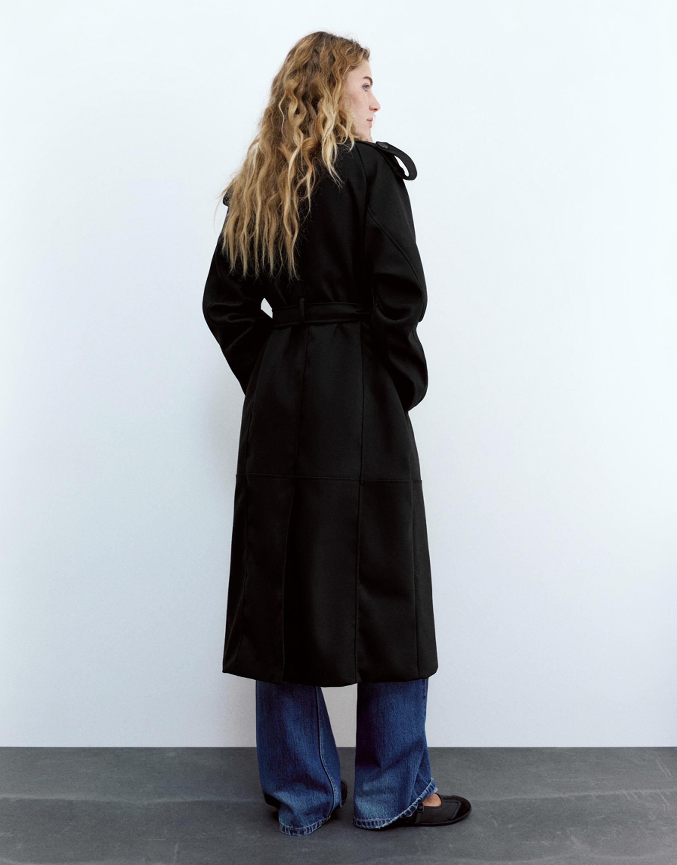 Long trench coat — Black