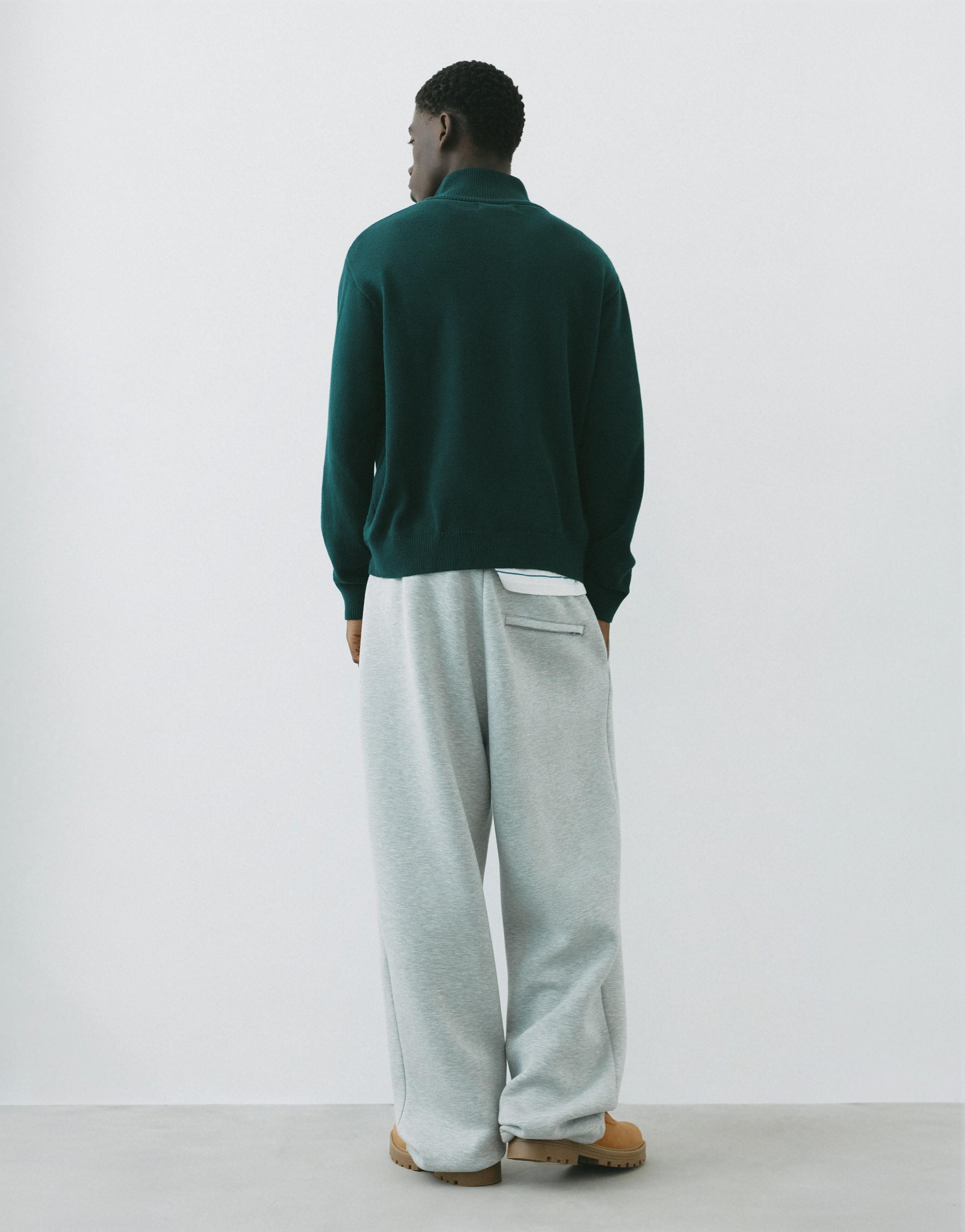Embroidered quarter-zip sweatshirt — Dark green