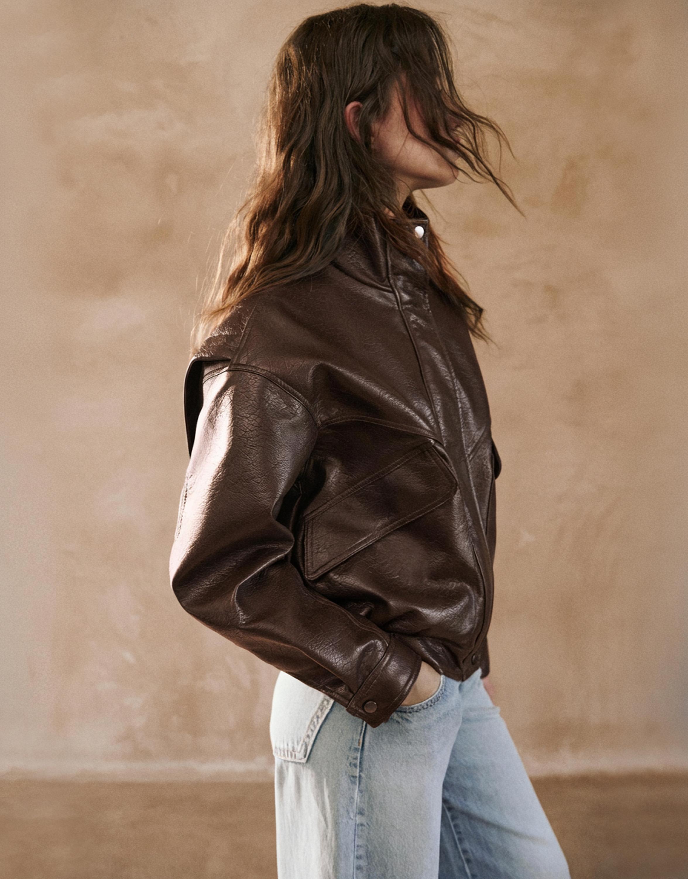 Suni deri ceket - Görsel 10