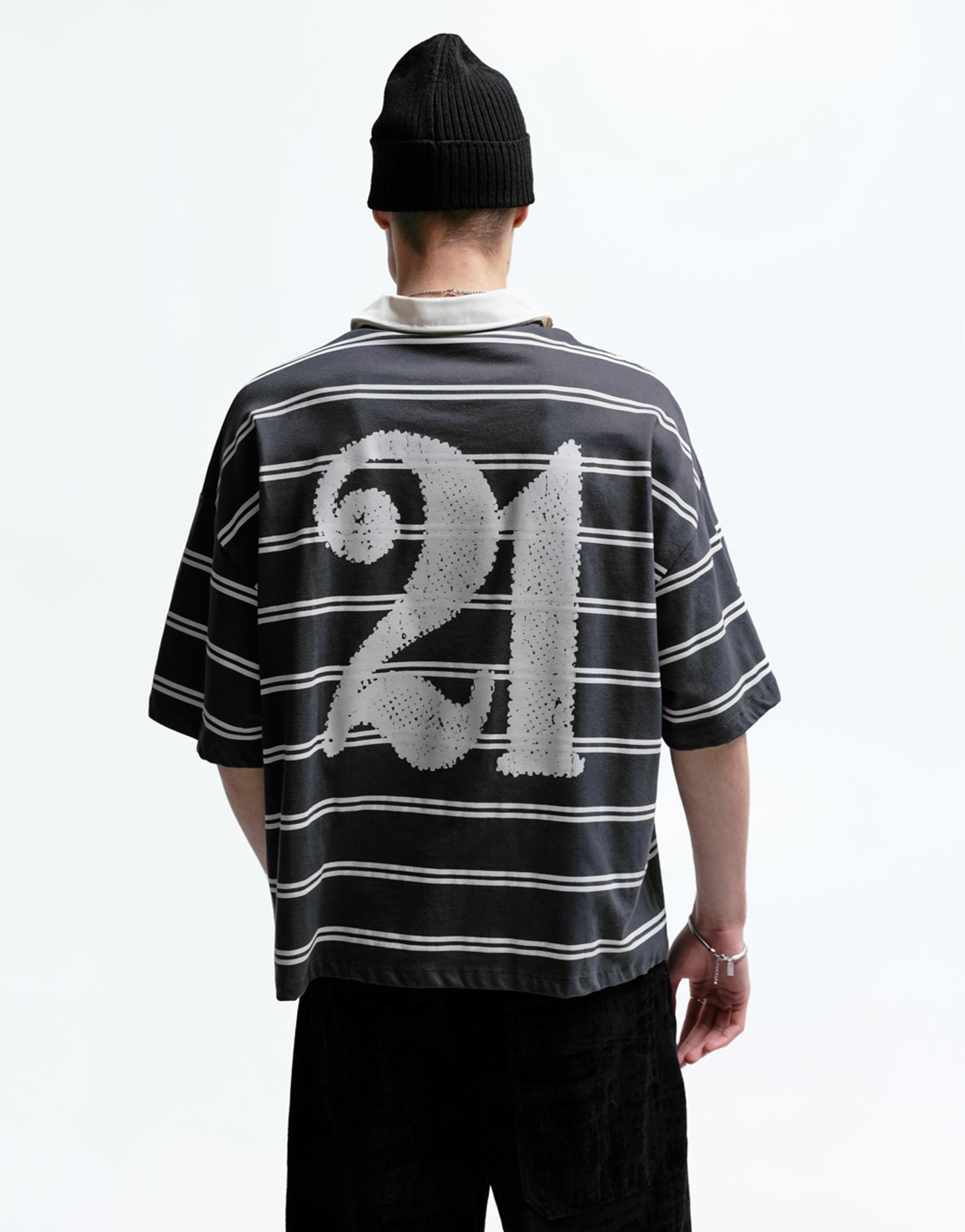 21 Savage çizgili polo t-shirt - Görsel 9