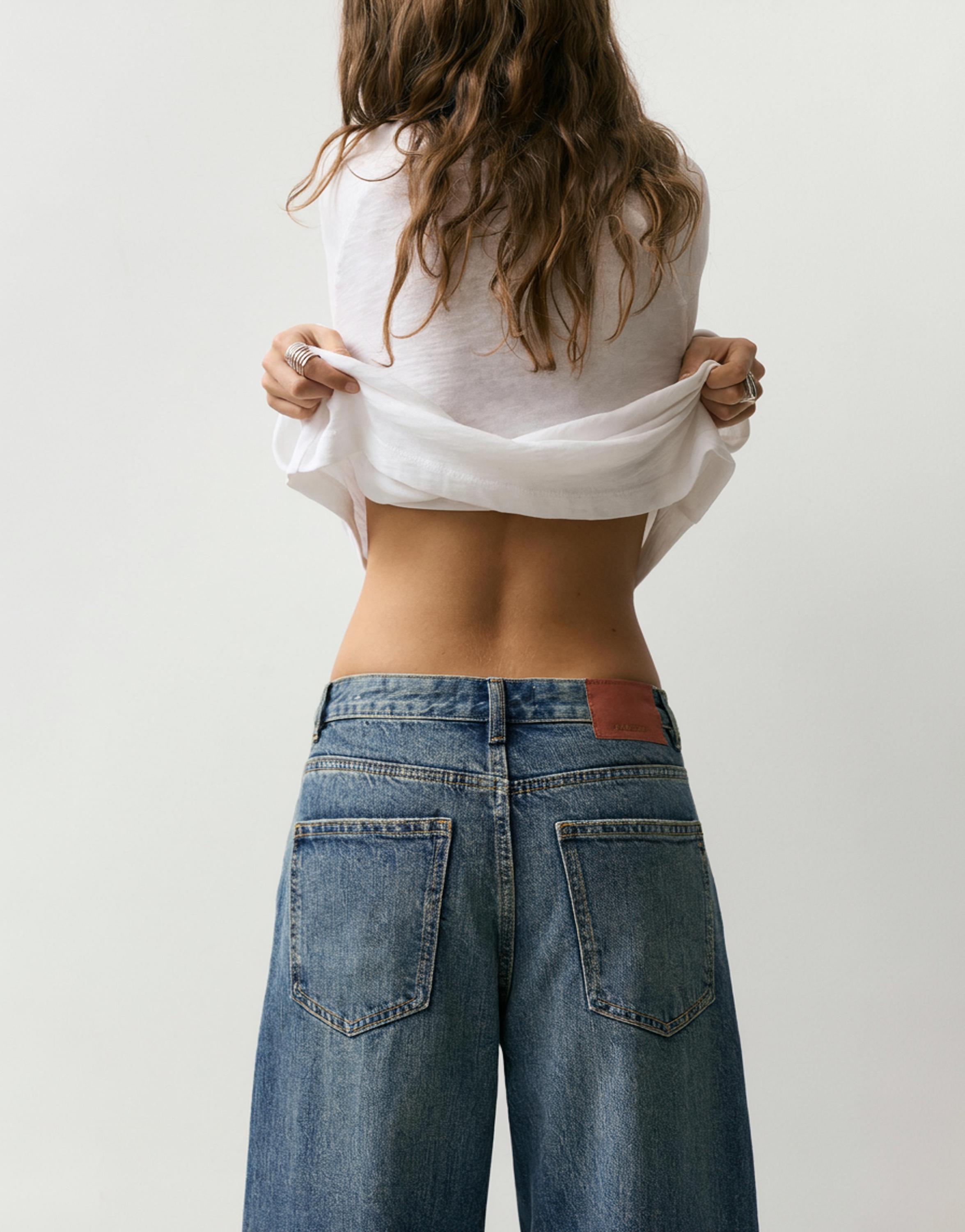 Loose straight-leg jeans with turn-up hems — Dark blue