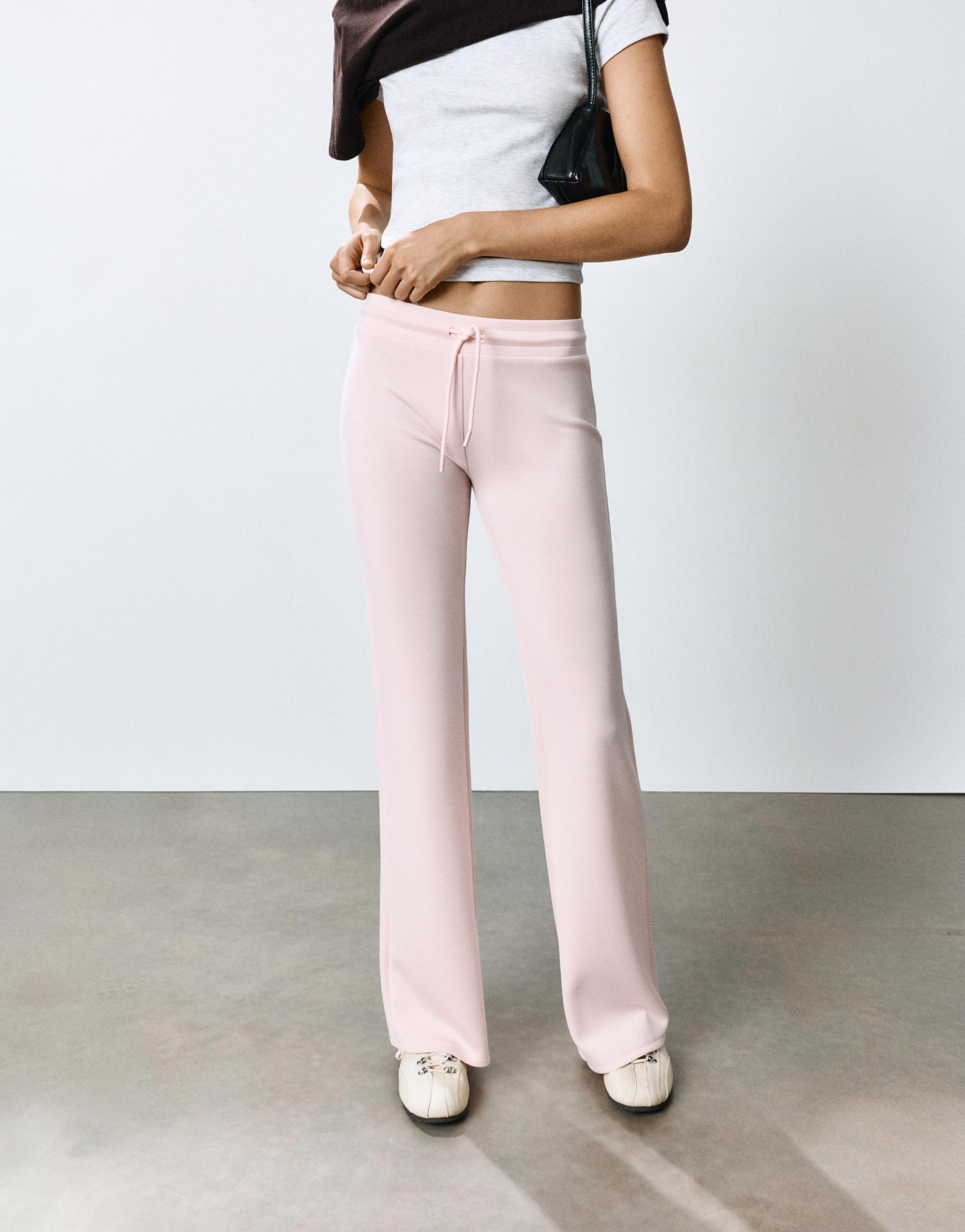 Modal flared trousers — Pastel pink