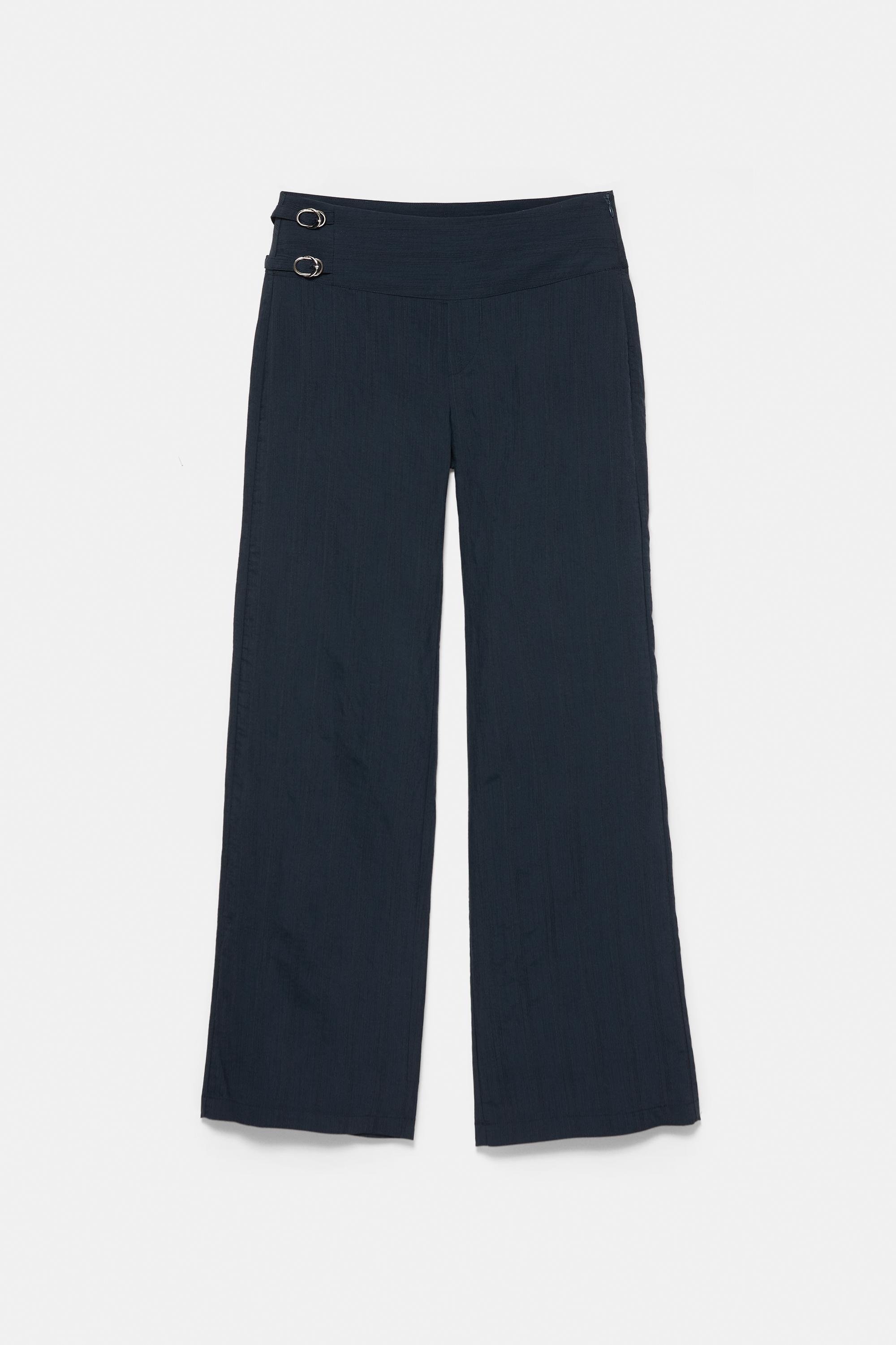 Buckle-detail trousers — Navy