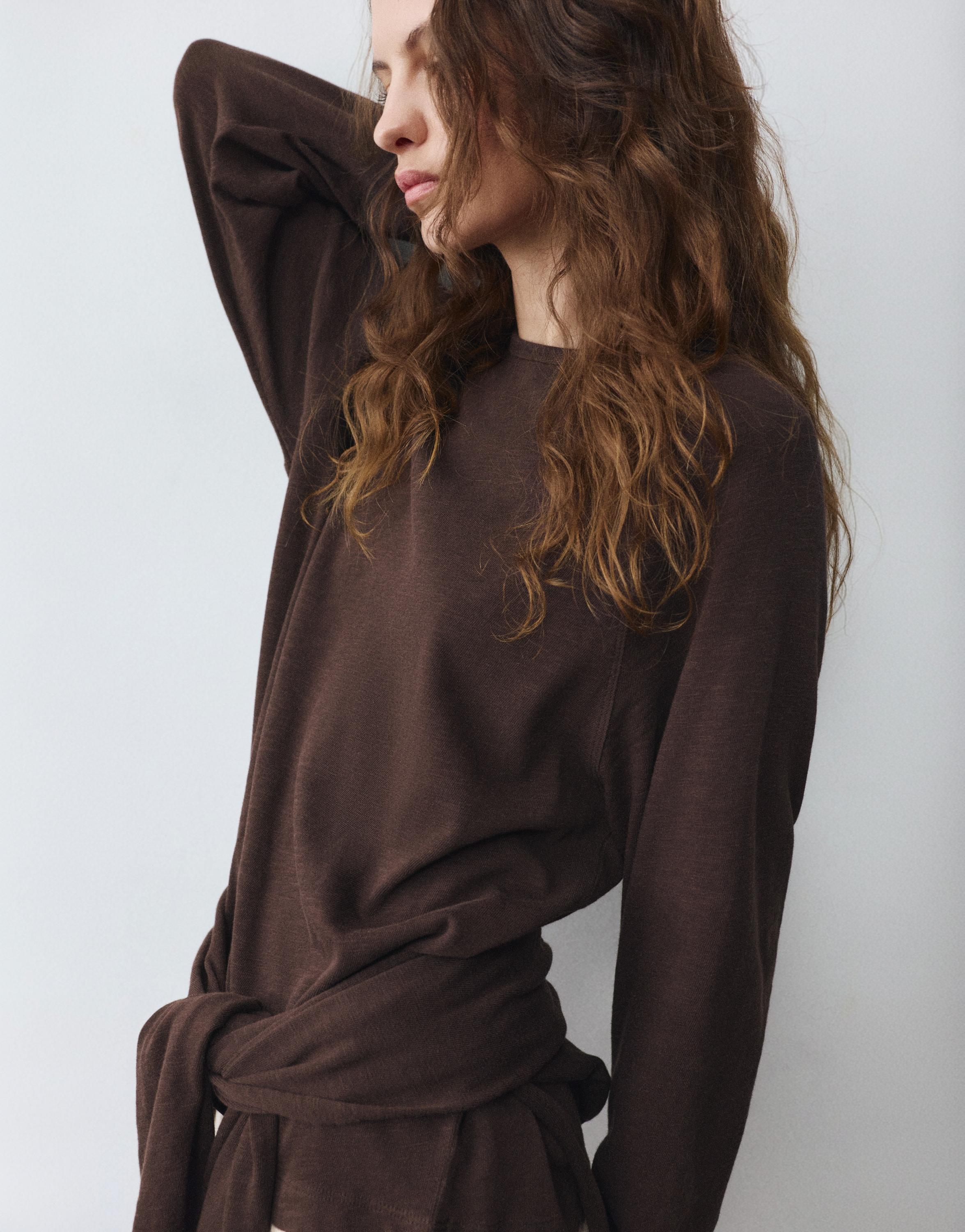 Long sleeve raglan T-shirt — Brown