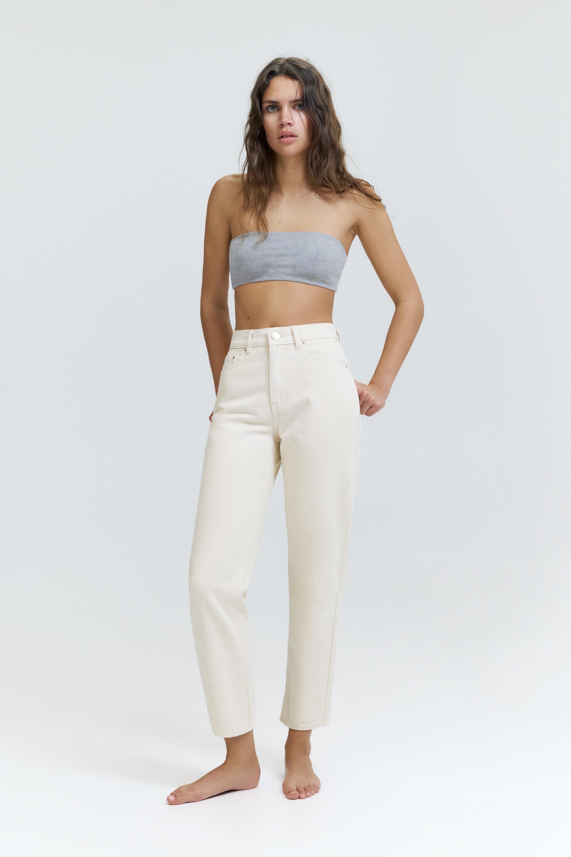 High-waist mom jeans — Pale ecru