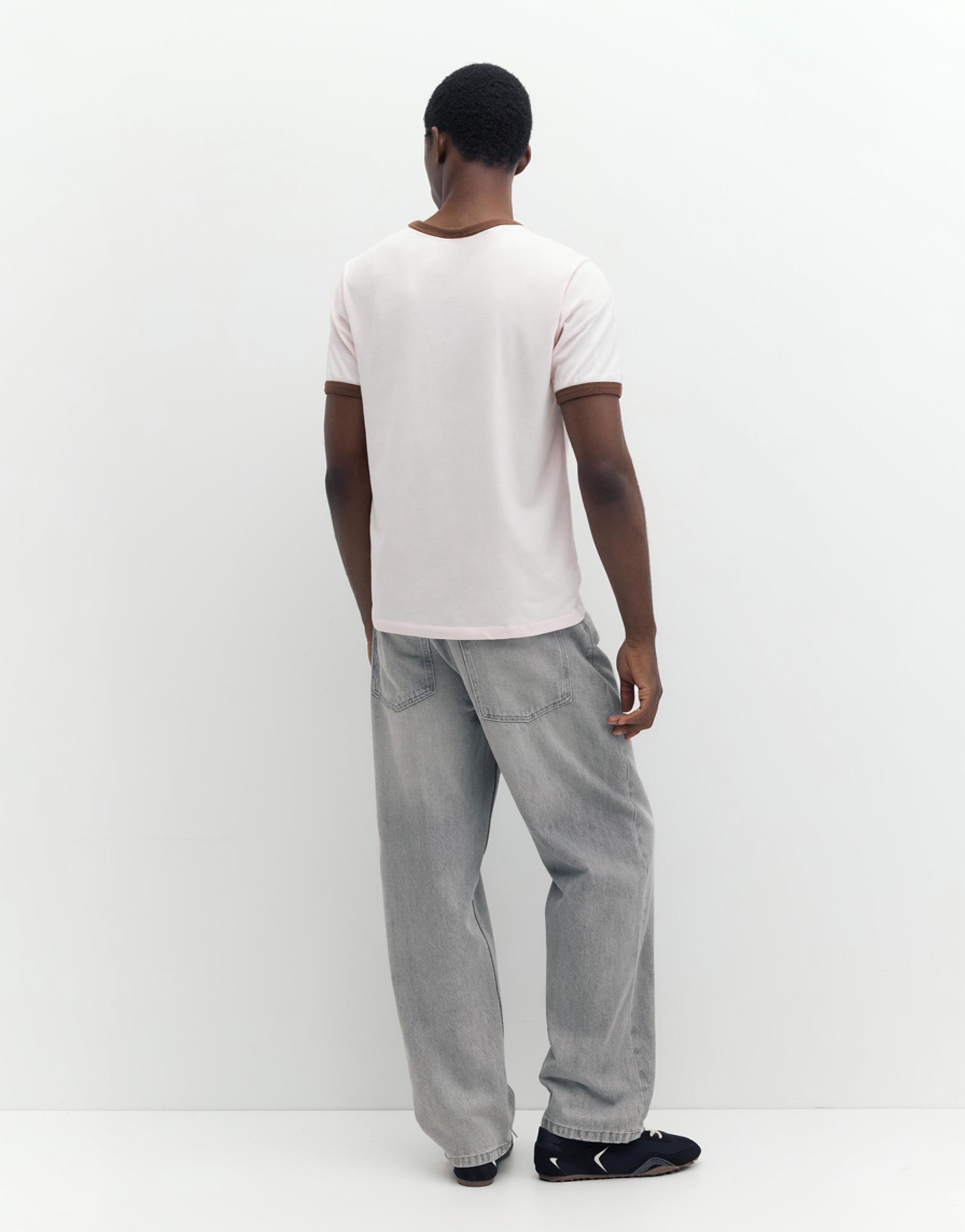 Contrast trim T-shirt — Pink