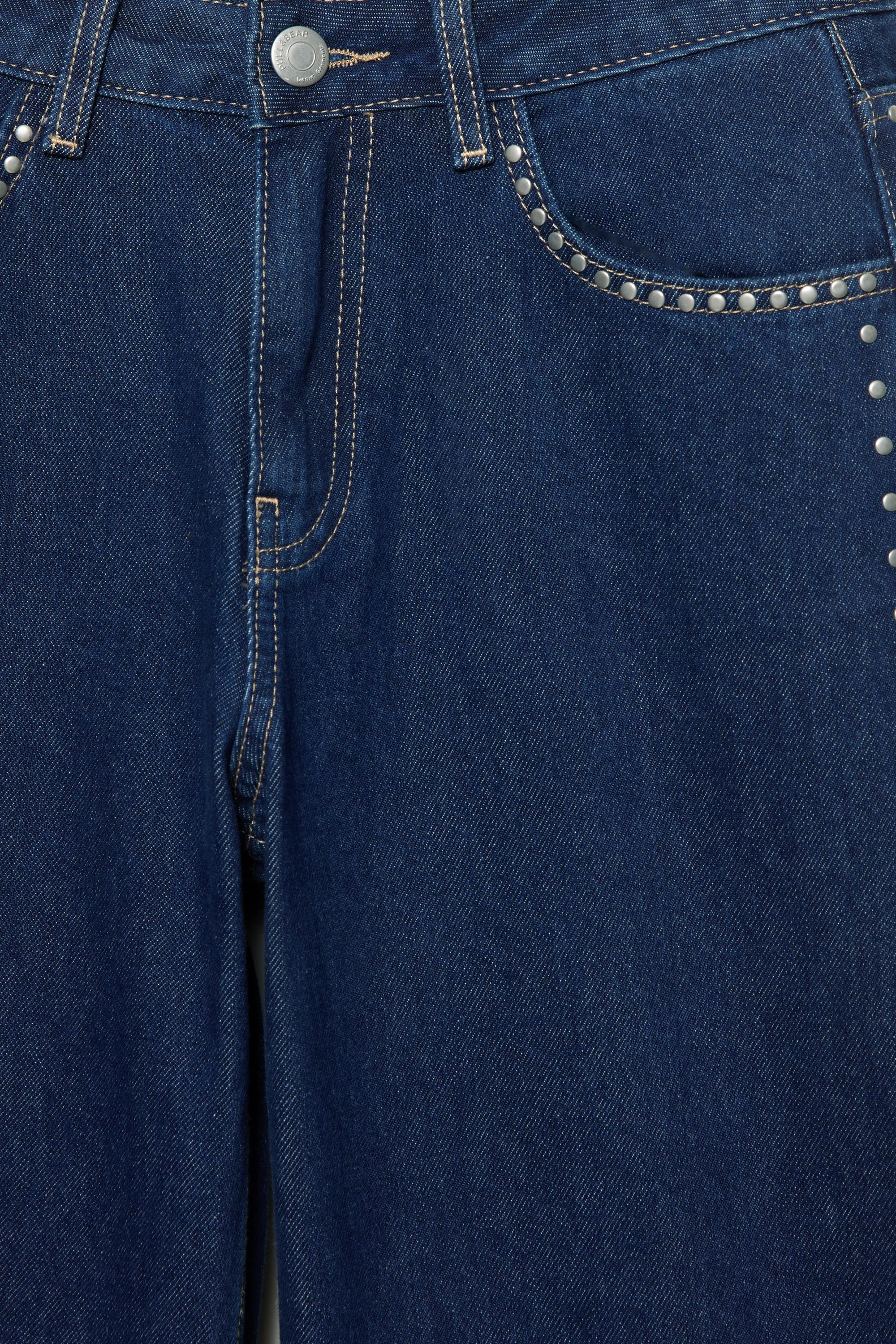 Wide-leg stud jeans — Dark blue