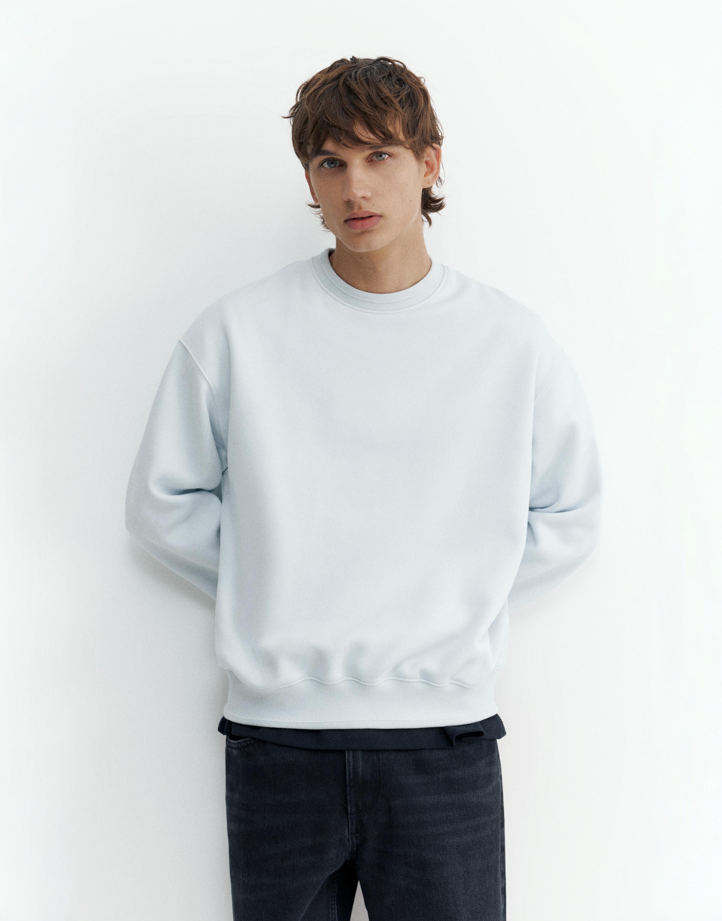 Relaxed fit round neck sweatshirt — Sky blue