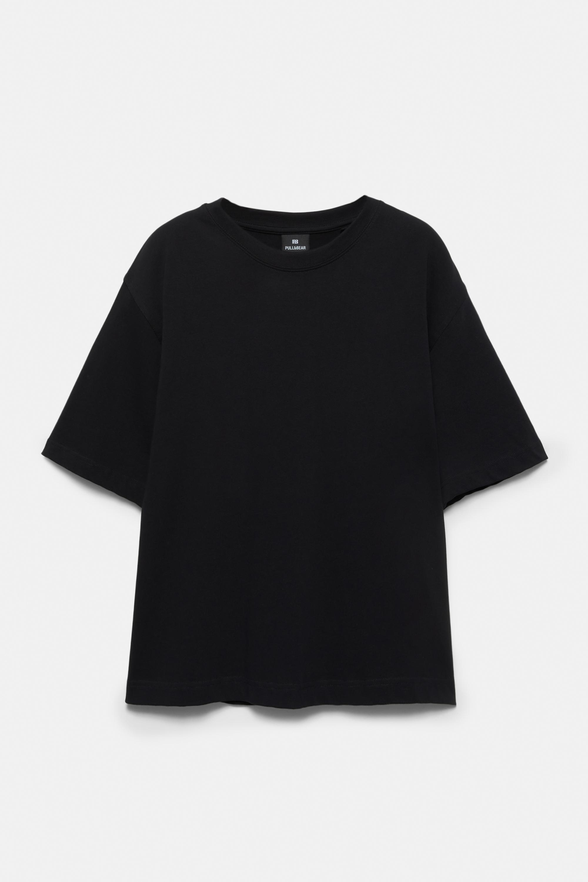 Cropped short sleeve T-shirt — Black