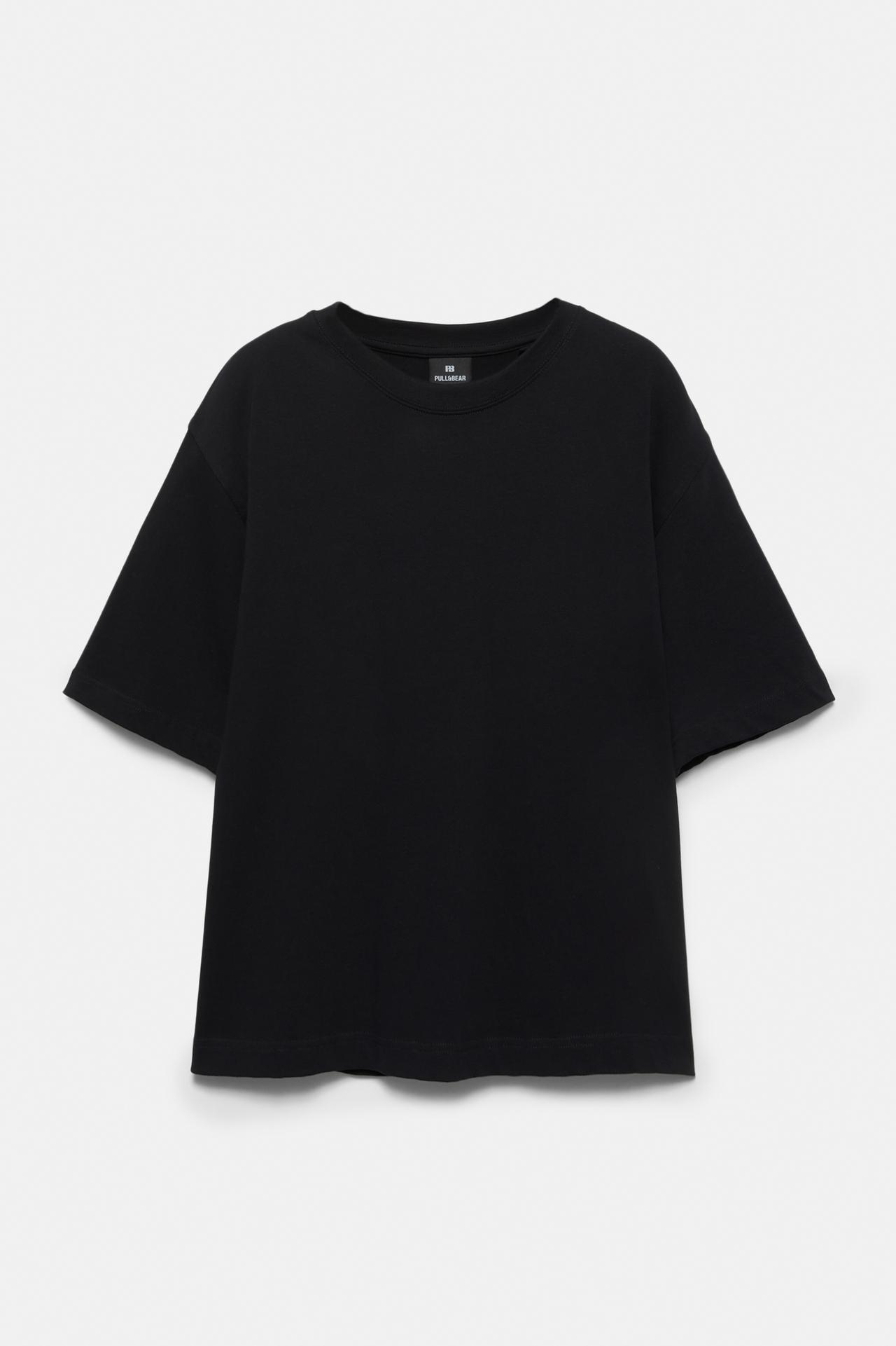 Cropped short sleeve T-shirt — Black