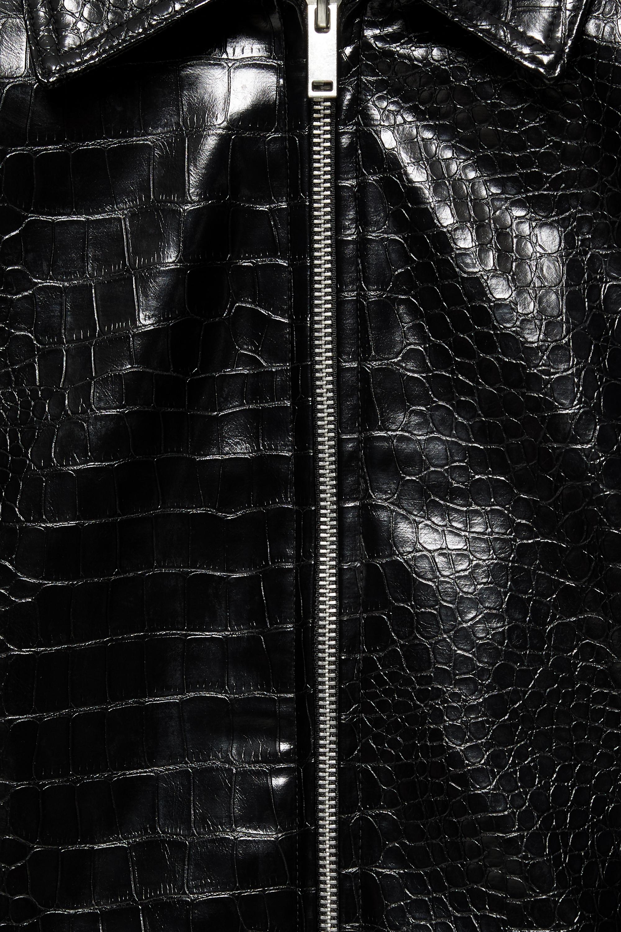 Crocodile-effect leather effect jacket — Black
